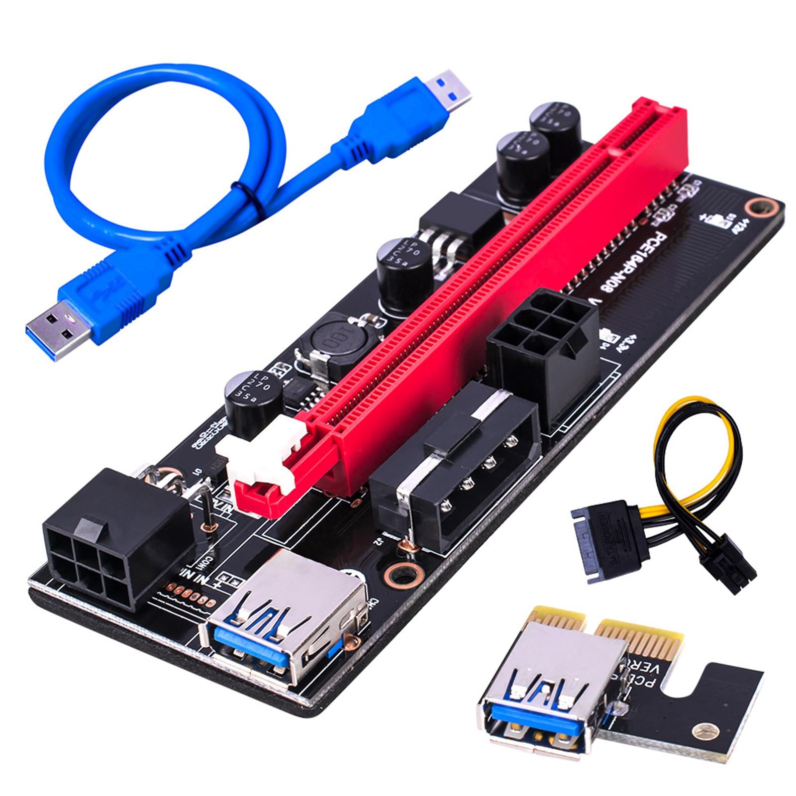 PCI-E 1x to 16x Graphic Extension USB3.0 Adapter Card 60cm Cable Blue