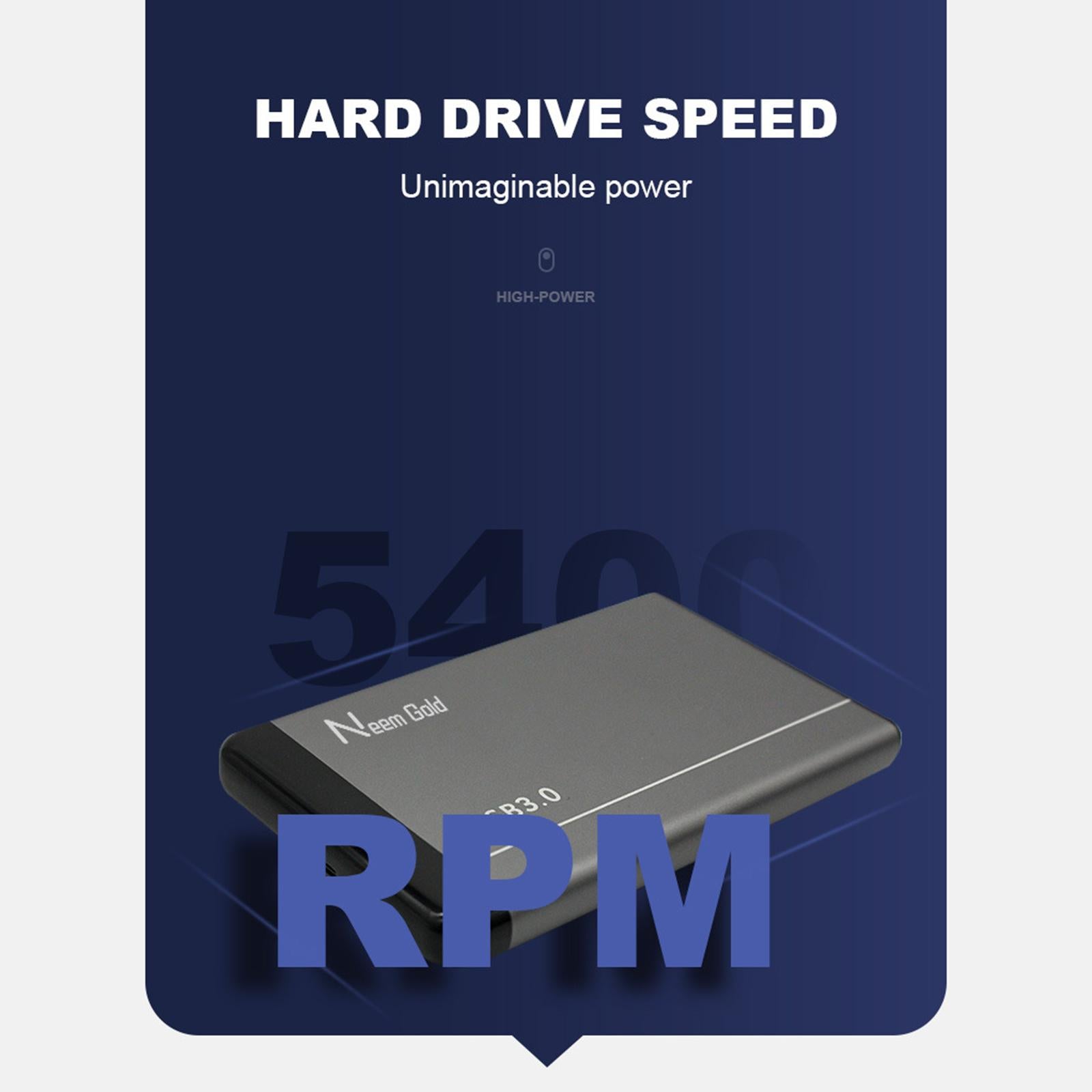 2.5in 5400 RPM External USB Hard Drive HDD Data Transfer for Computers 2TB