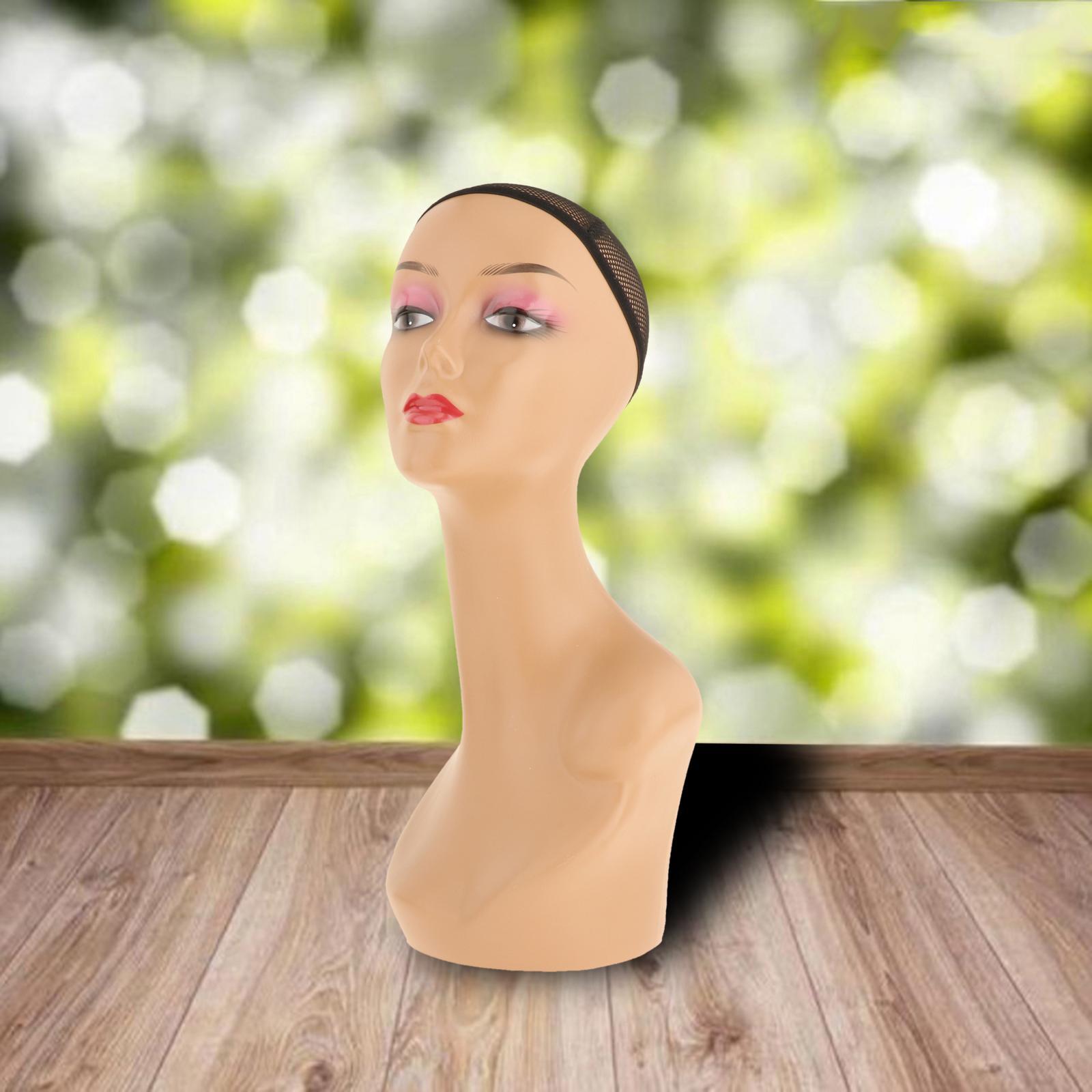 Mannequin Head African American Cosmetology Hair Head Brown left pink red