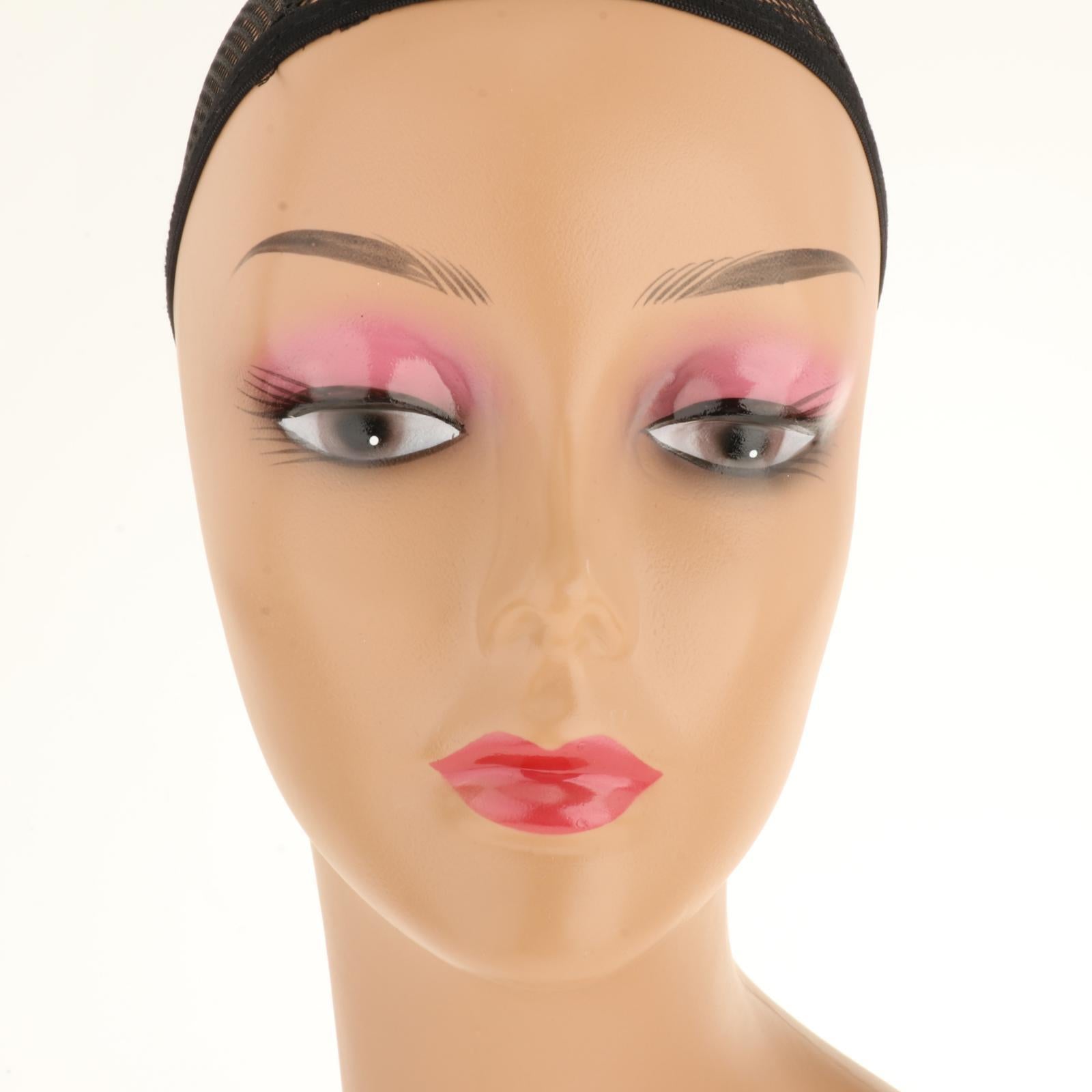 Mannequin Head African American Cosmetology Hair Head Brown left pink red