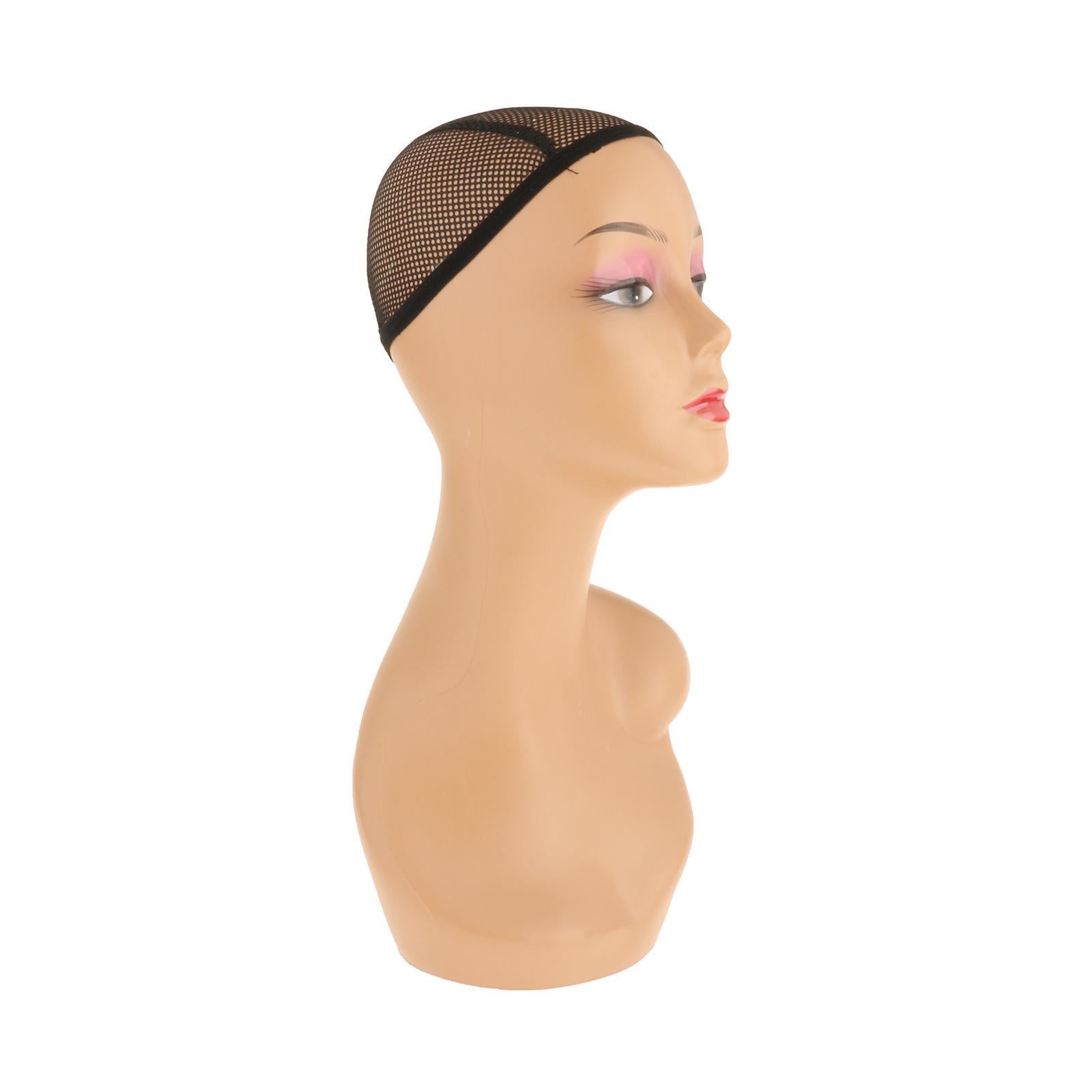 Mannequin Head African American Cosmetology Hair Head Brown left pink red