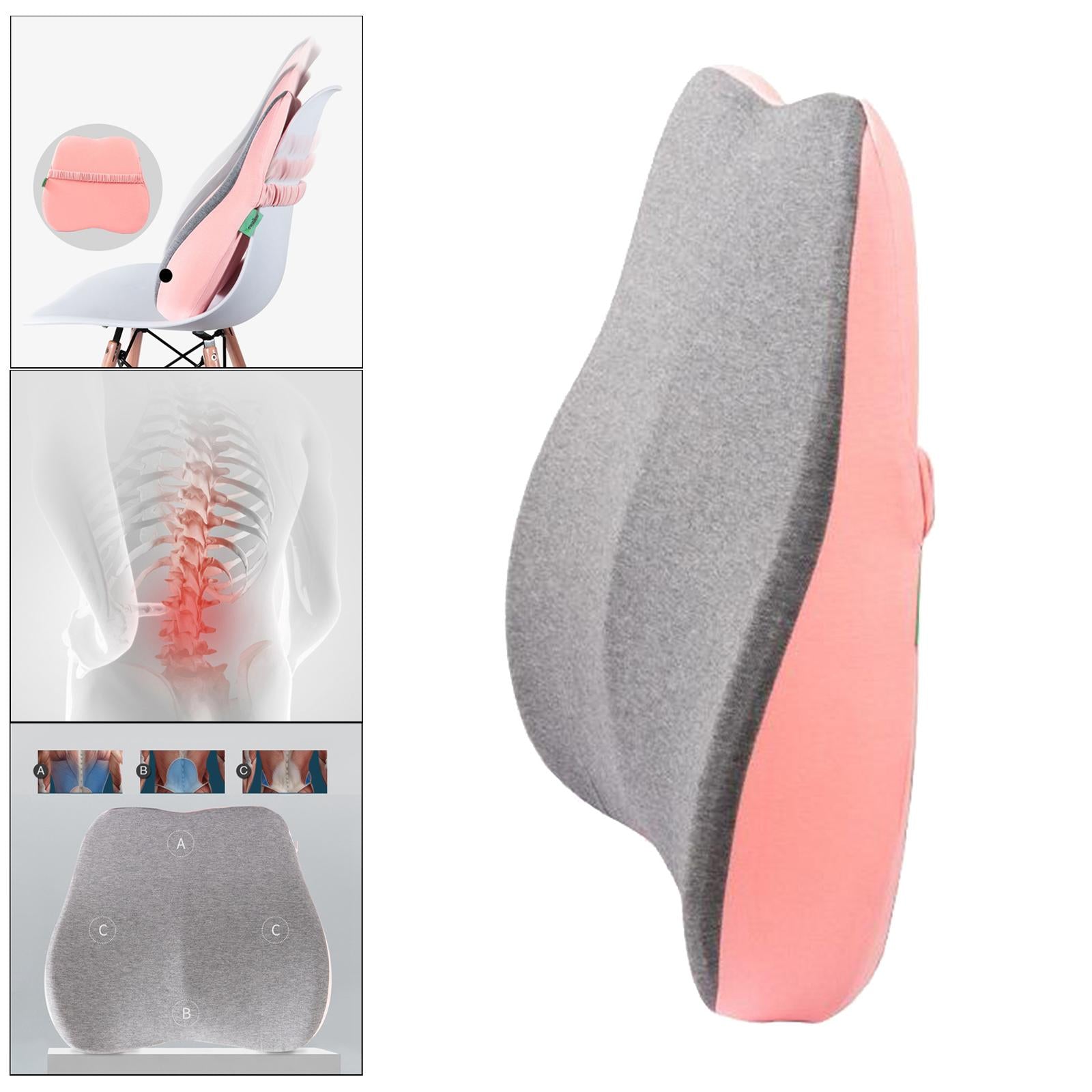 Memory Foam Lumbar Back Support Cushion Pillow for Office Chair Pink