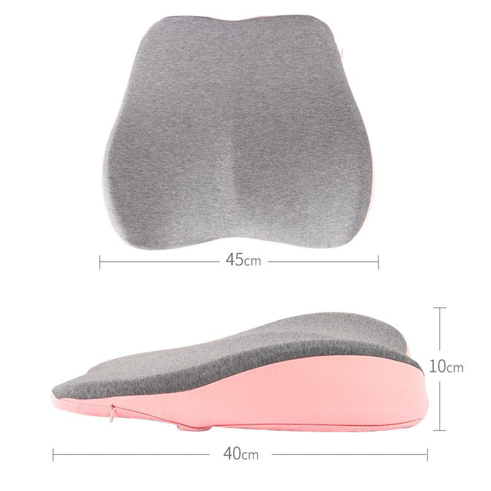 Memory Foam Lumbar Back Support Cushion Pillow for Office Chair Pink