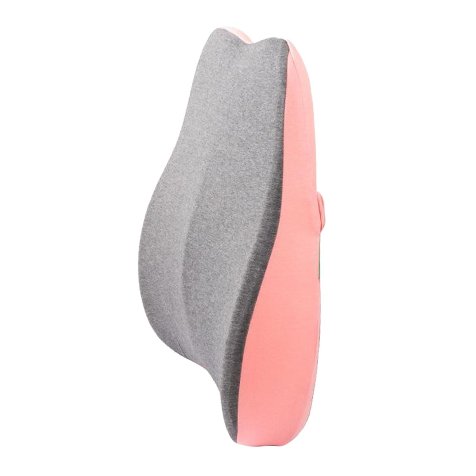 Memory Foam Lumbar Back Support Cushion Pillow for Office Chair Pink