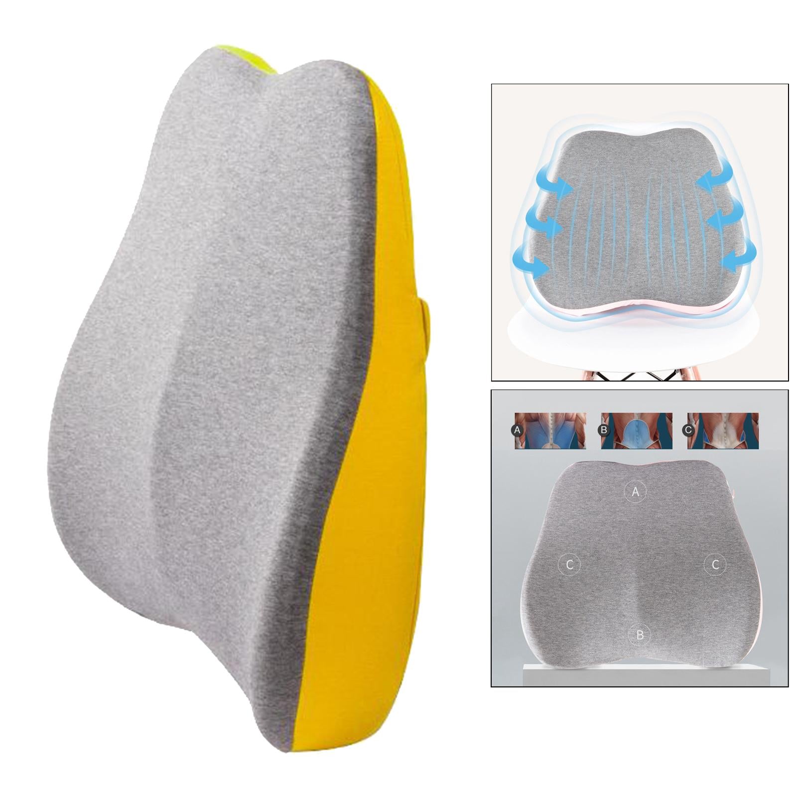 Memory Foam Lumbar Back Support Cushion Pillow for Office Chair Yellow