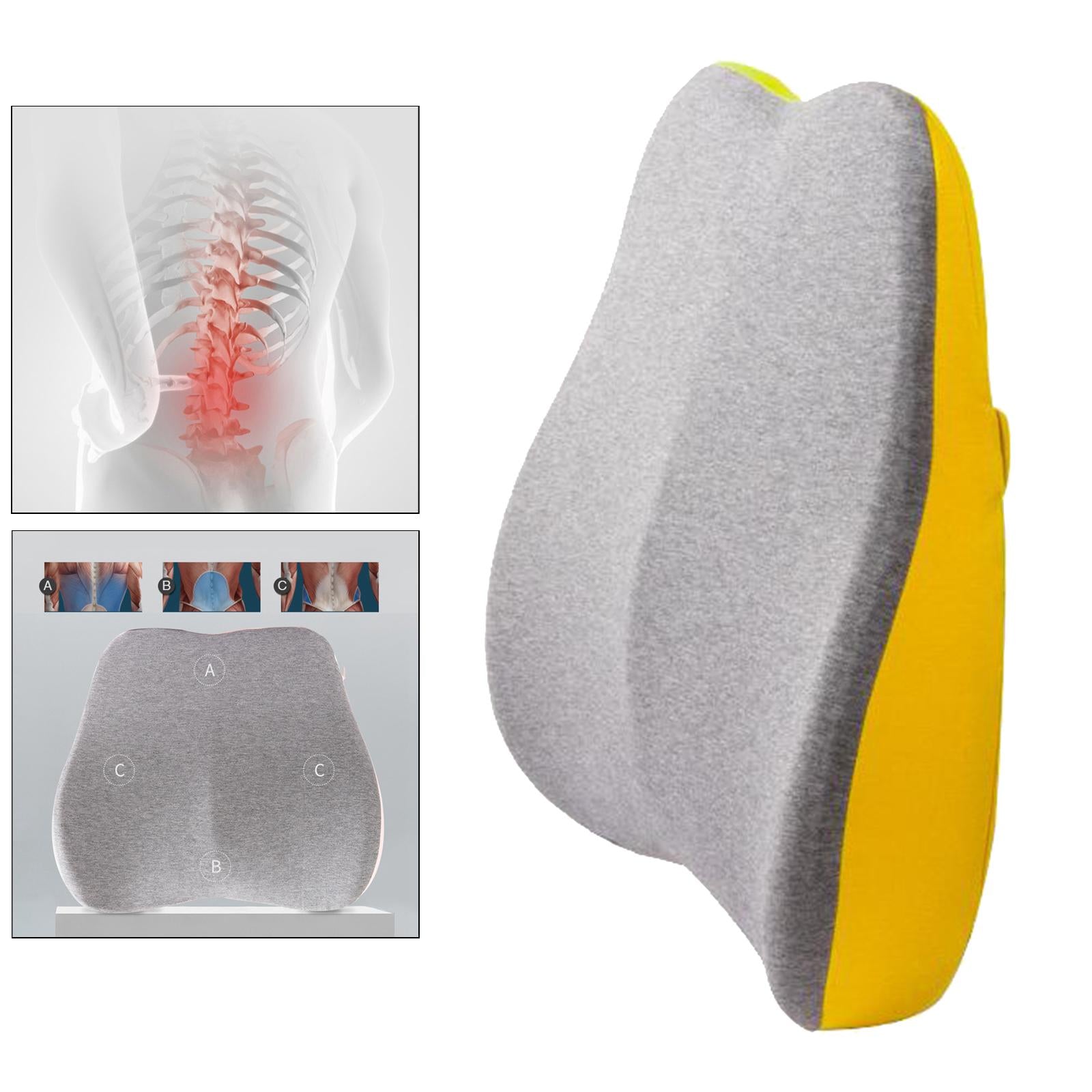 Memory Foam Lumbar Back Support Cushion Pillow for Office Chair Yellow