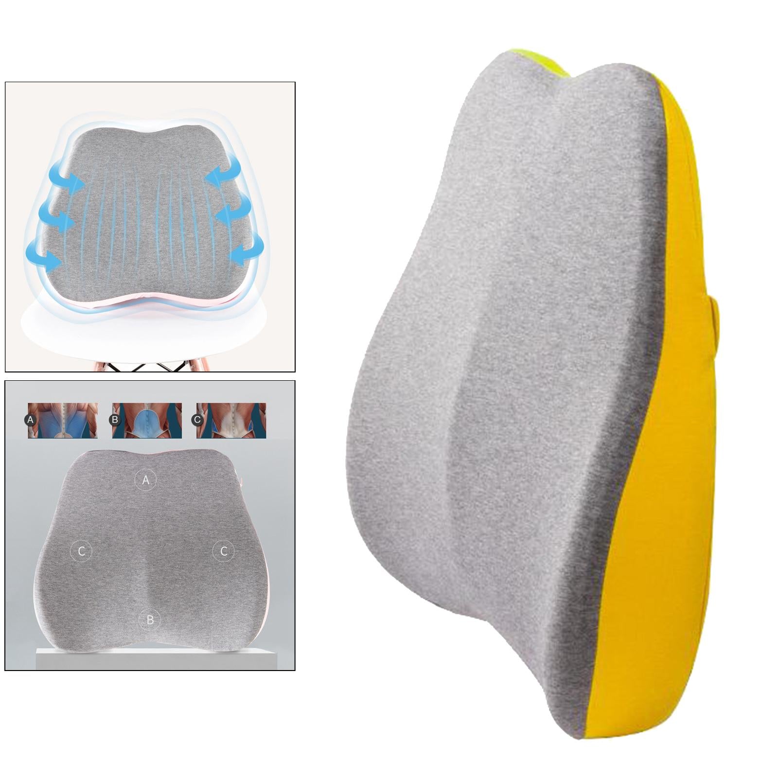 Memory Foam Lumbar Back Support Cushion Pillow for Office Chair Yellow