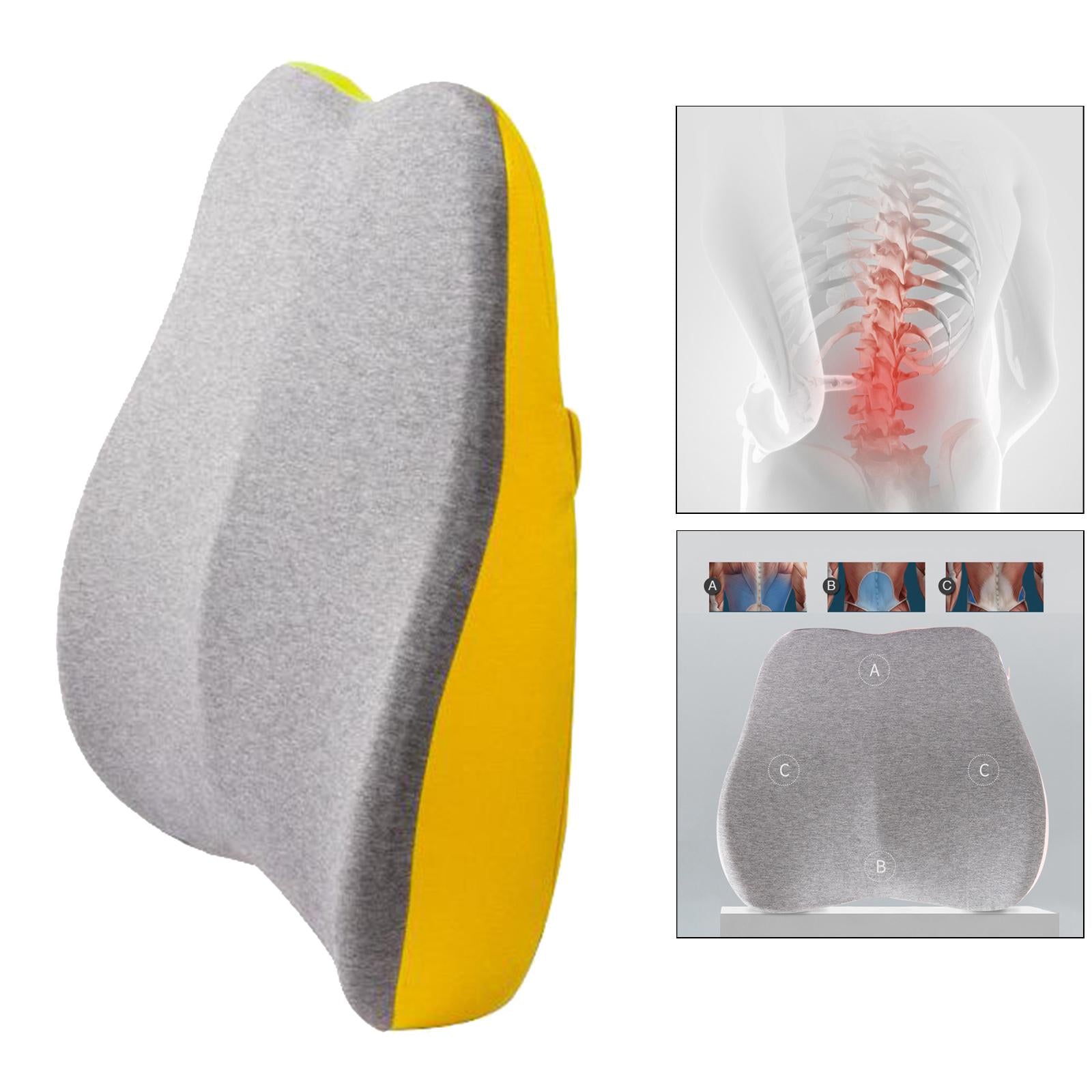 Memory Foam Lumbar Back Support Cushion Pillow for Office Chair Yellow