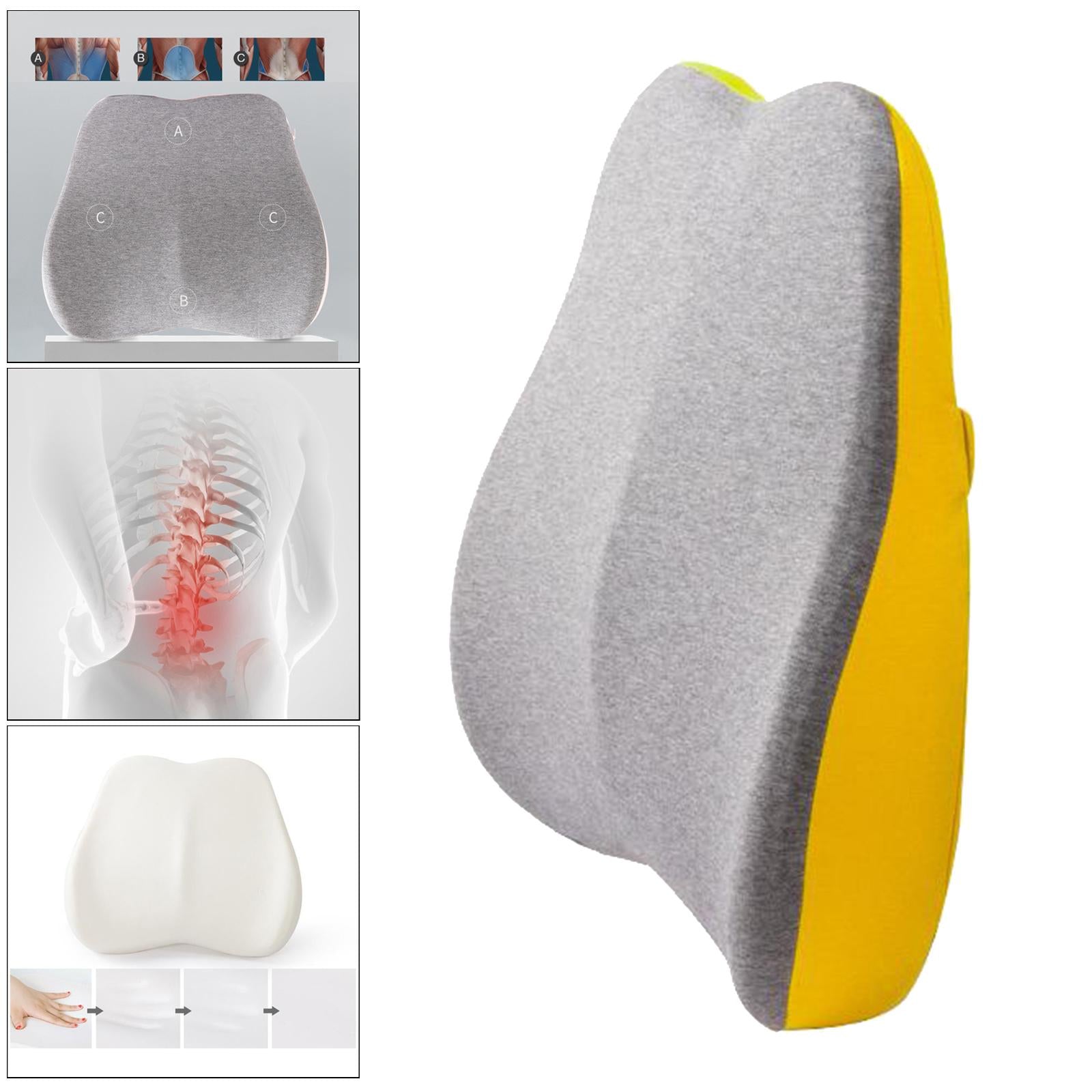 Memory Foam Lumbar Back Support Cushion Pillow for Office Chair Yellow