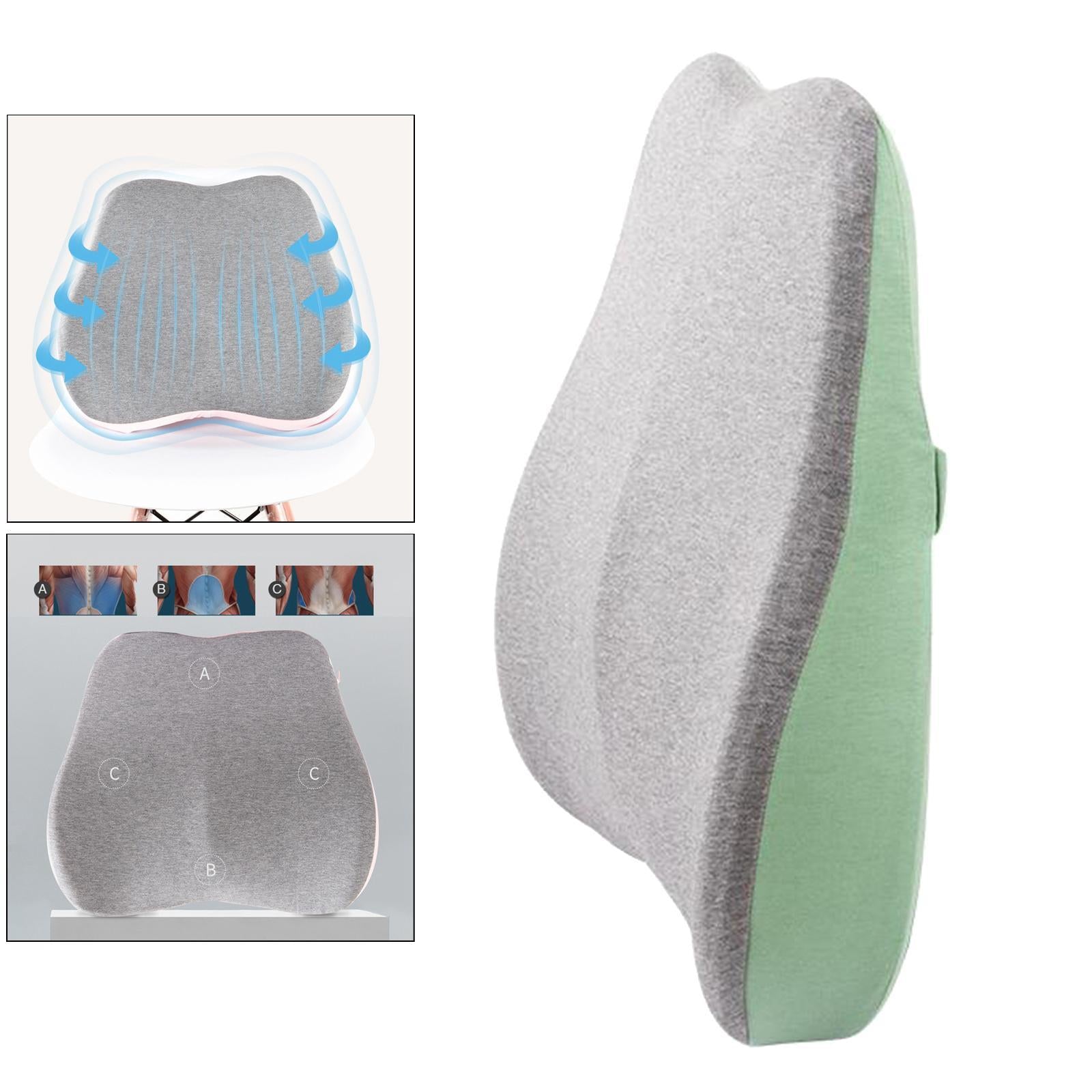 Memory Foam Lumbar Back Support Cushion Pillow for Office Chair Green