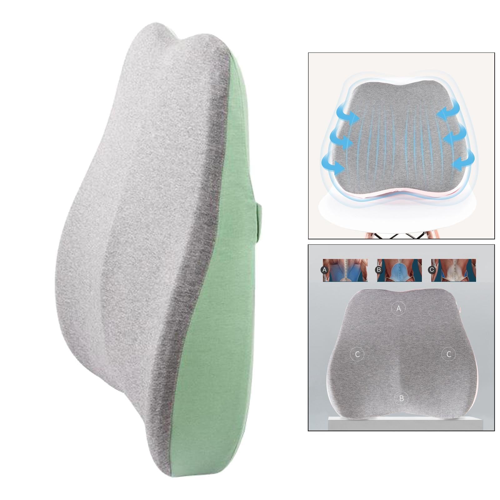 Memory Foam Lumbar Back Support Cushion Pillow for Office Chair Green