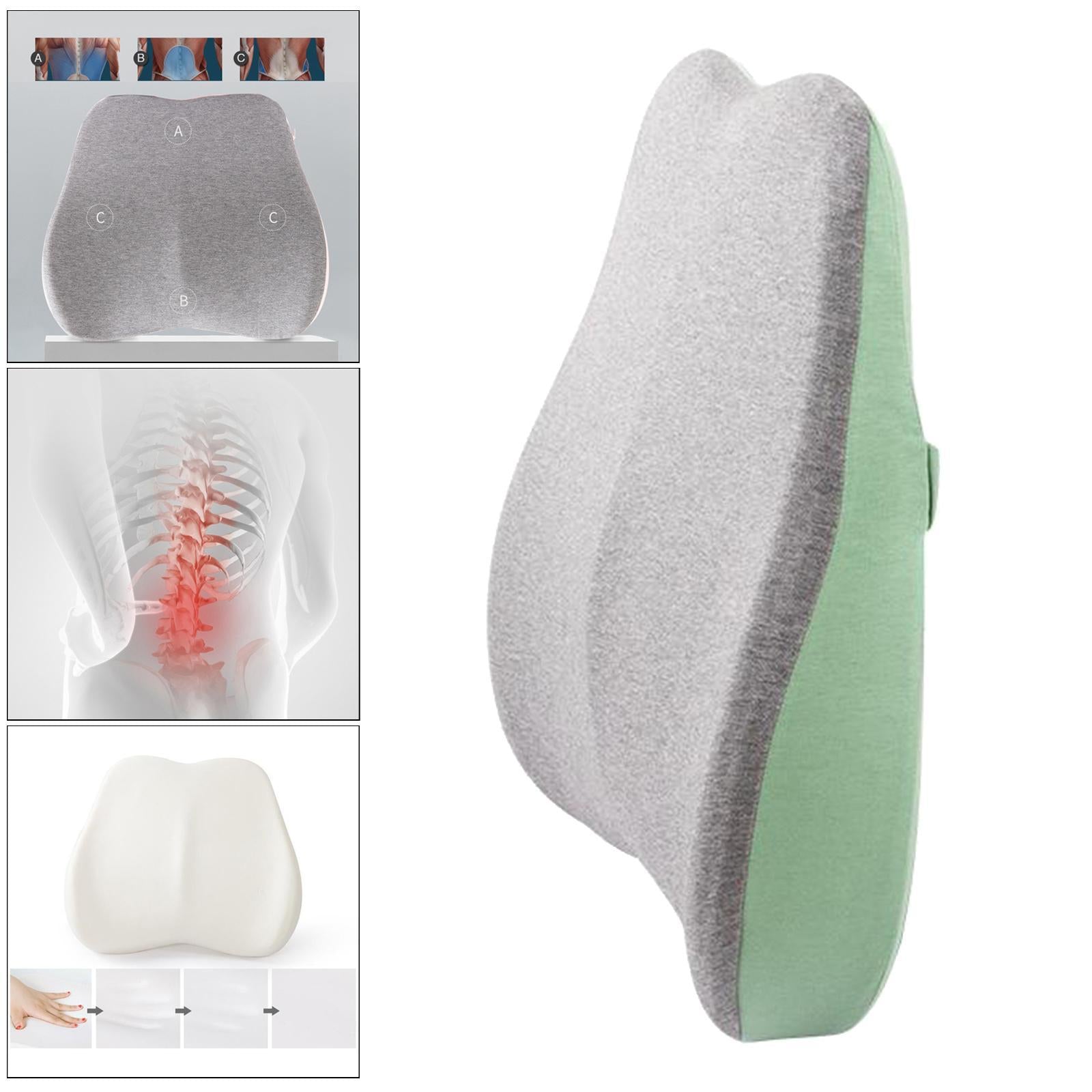 Memory Foam Lumbar Back Support Cushion Pillow for Office Chair Green