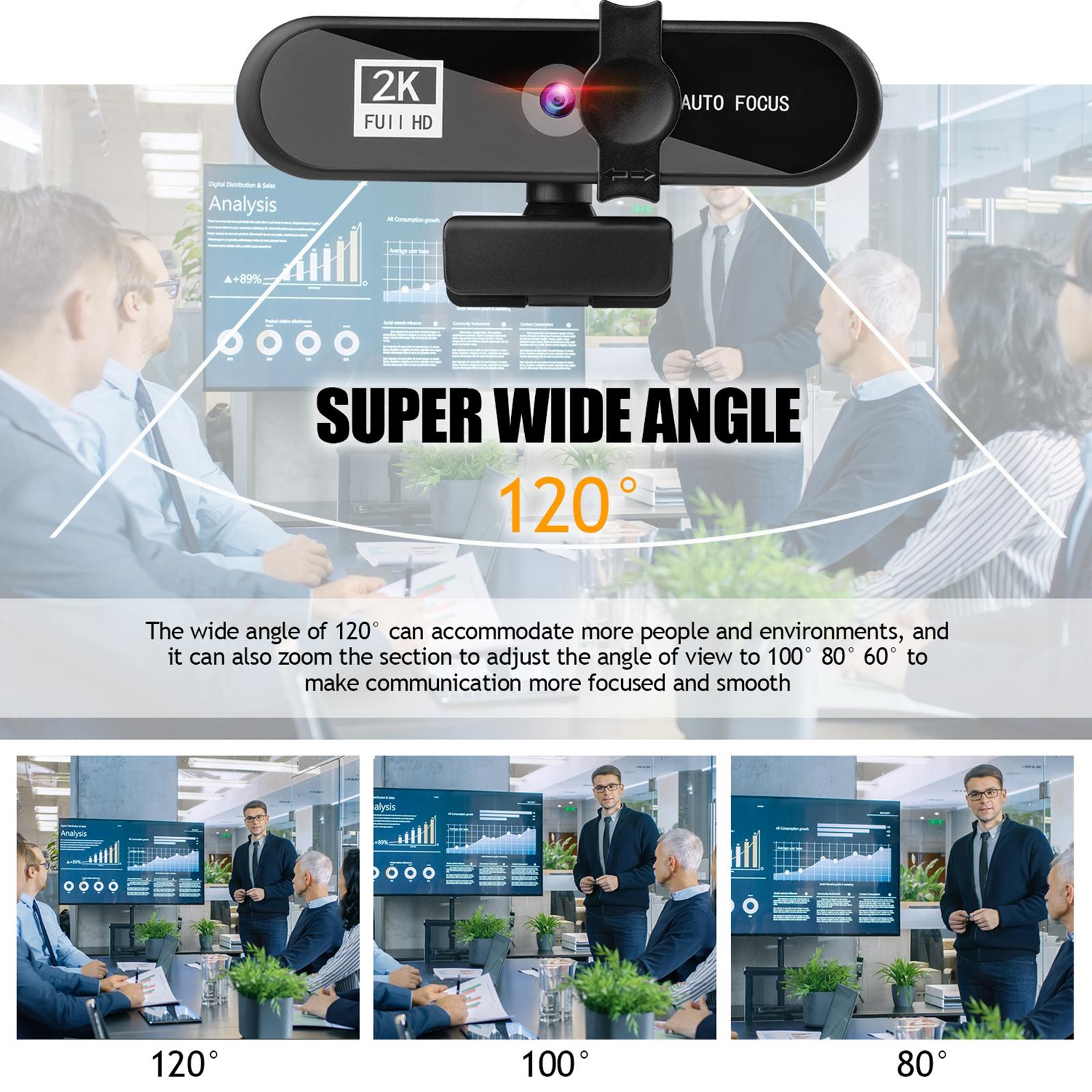 4K Full HD Streaming Webcam Autofocus for Live Broadcast 2k Black