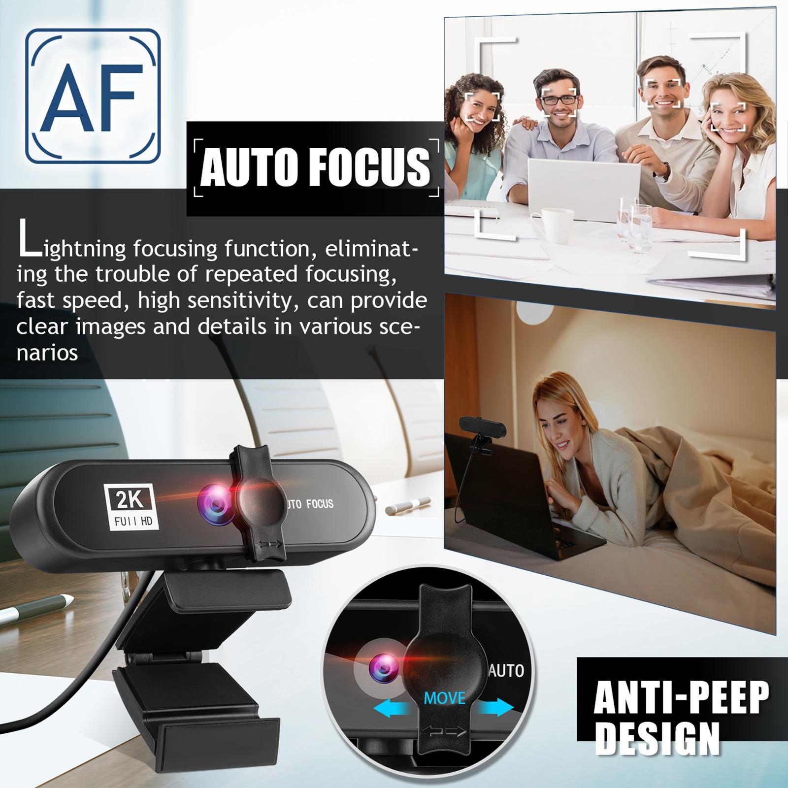 4K Full HD Streaming Webcam Autofocus for Live Broadcast 2k Black