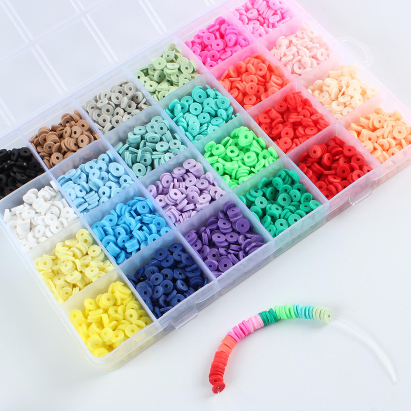 4800Pcs 24 Colors Clay Beads Loose Spacer Disc Beads for DIY Jewelry Finding