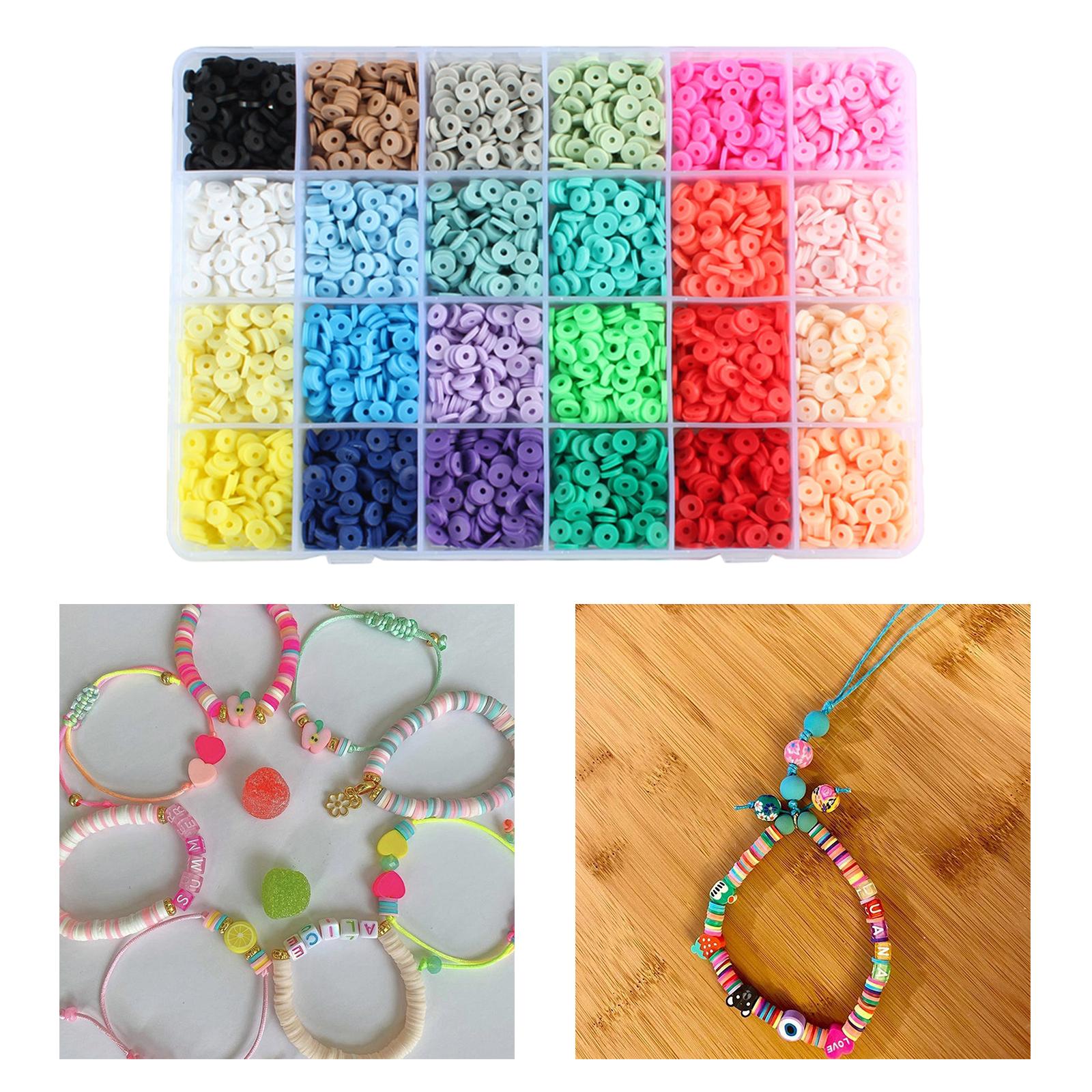 4800Pcs 24 Colors Clay Beads Loose Spacer Disc Beads for DIY Jewelry Finding