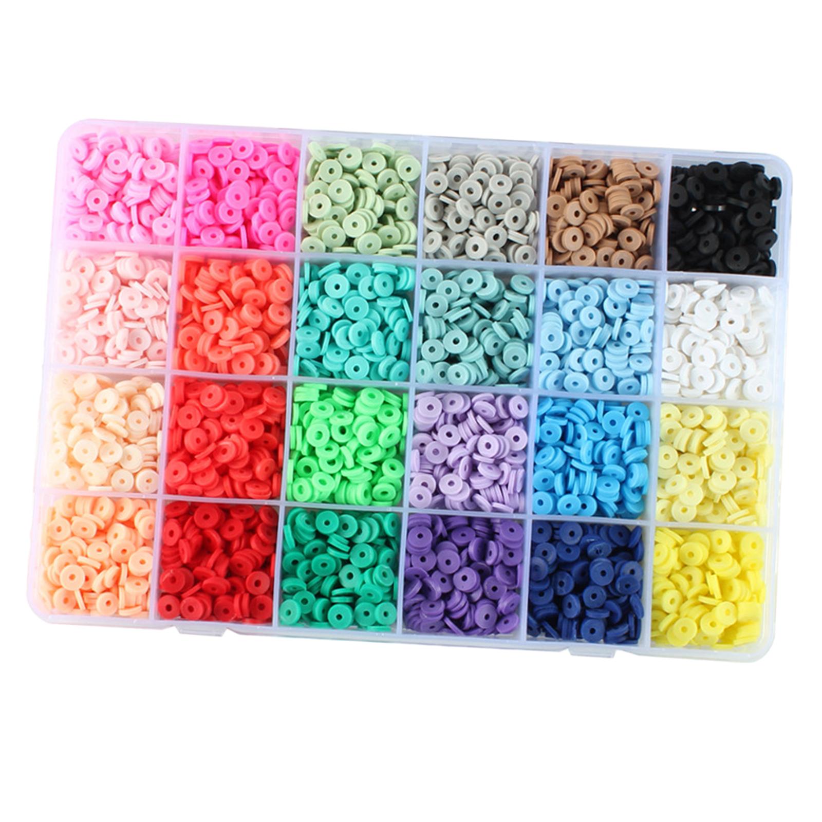 4800Pcs 24 Colors Clay Beads Loose Spacer Disc Beads for DIY Jewelry Finding