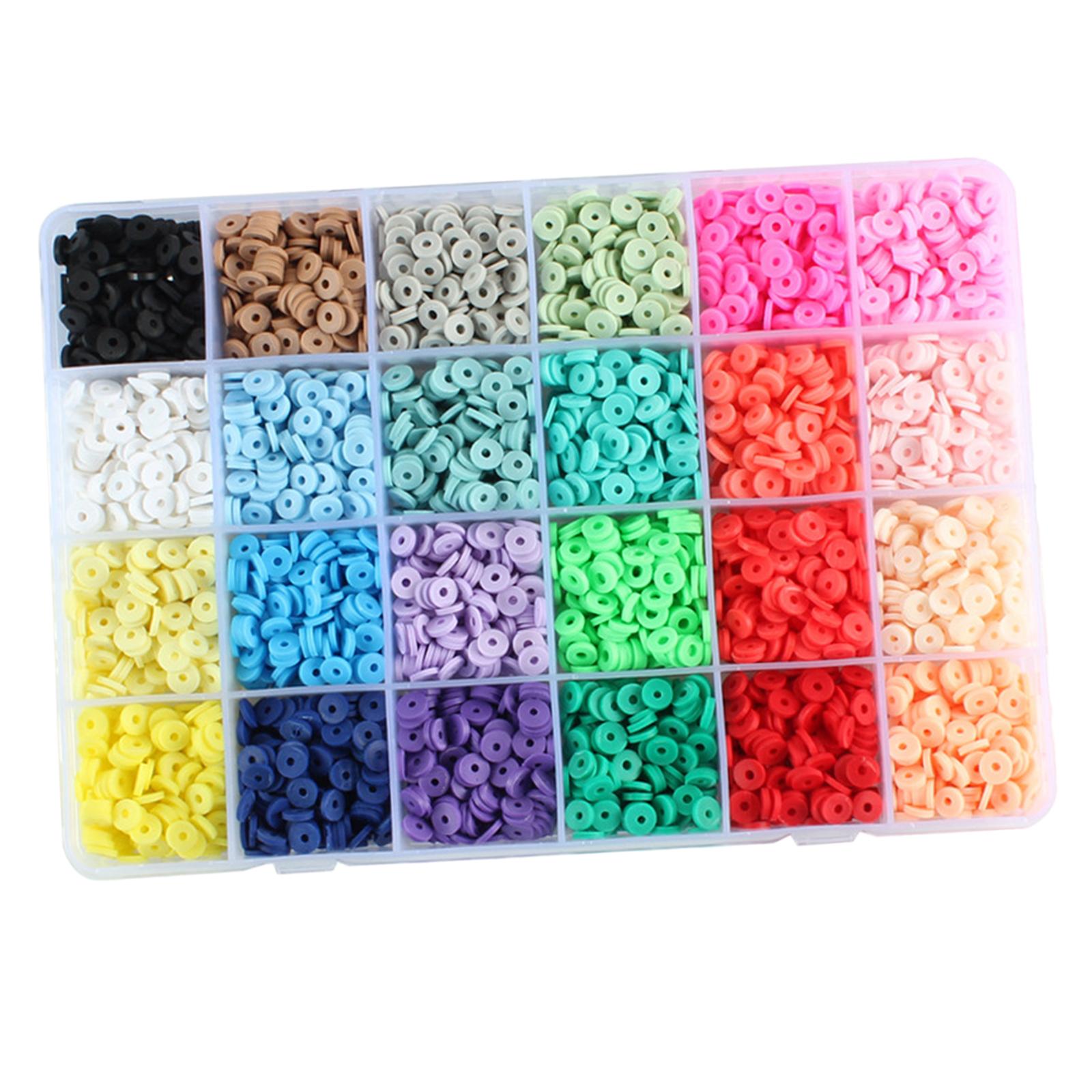 4800Pcs 24 Colors Clay Beads Loose Spacer Disc Beads for DIY Jewelry Finding