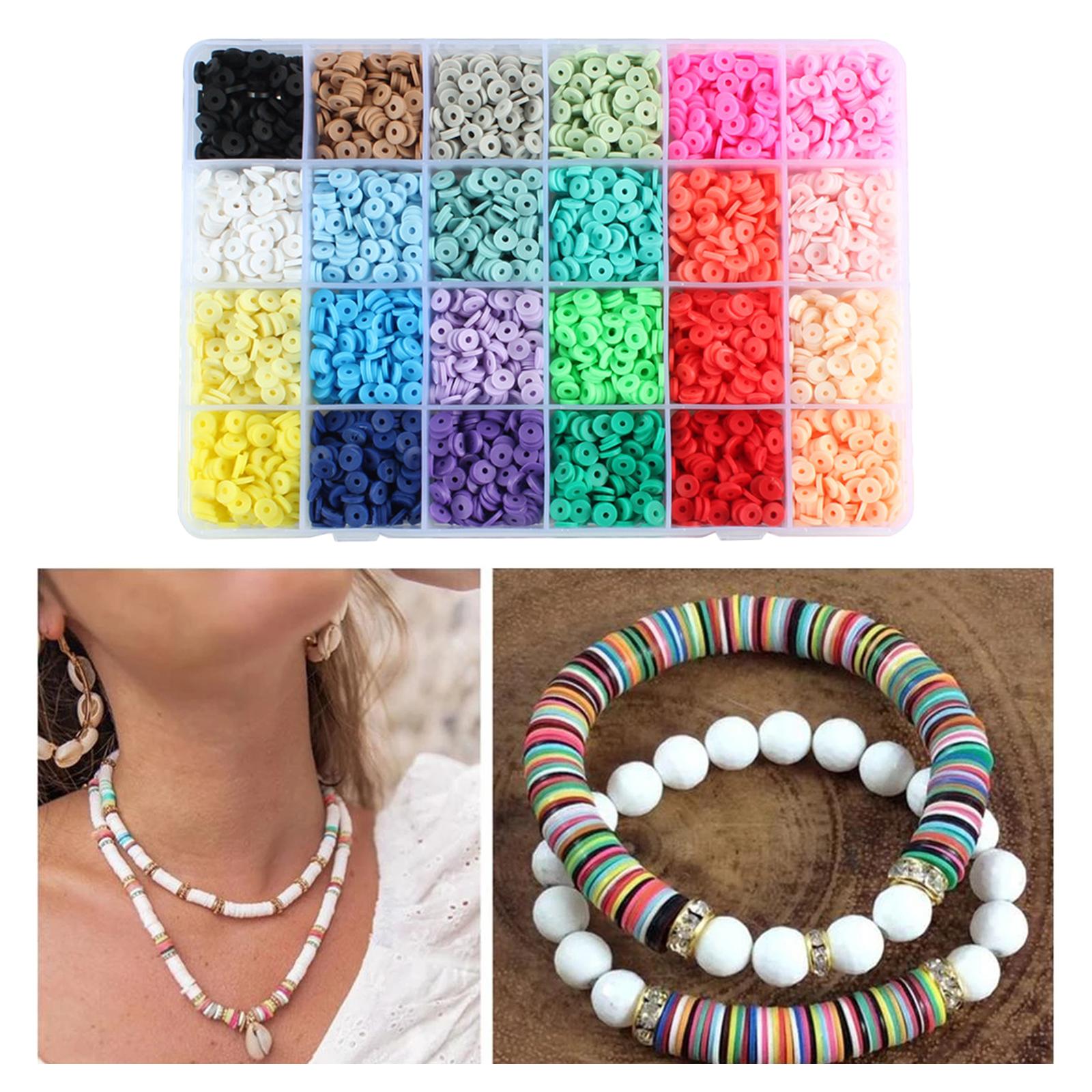 4800Pcs 24 Colors Clay Beads Loose Spacer Disc Beads for DIY Jewelry Finding