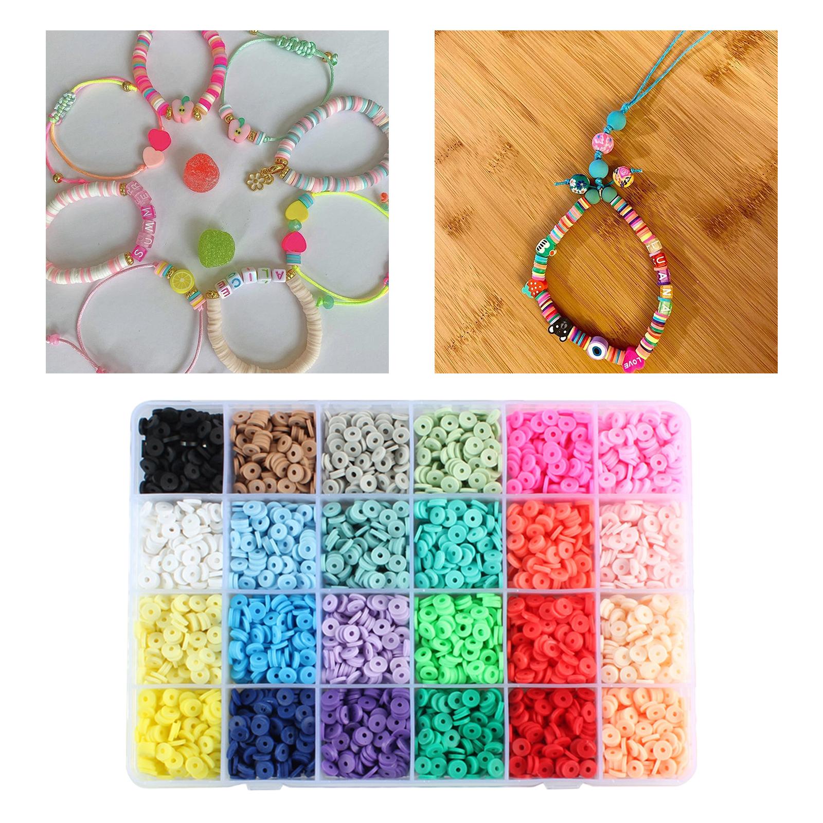 4800Pcs 24 Colors Clay Beads Loose Spacer Disc Beads for DIY Jewelry Finding