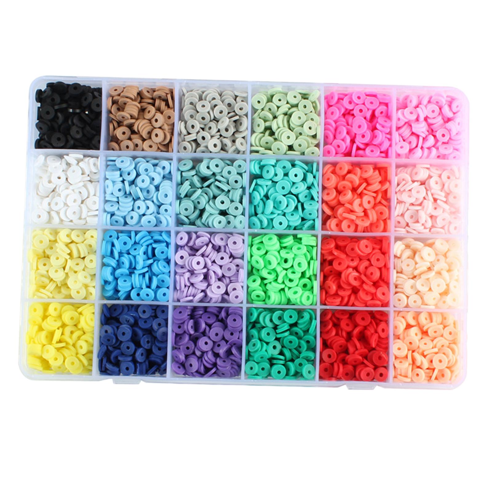 4800Pcs 24 Colors Clay Beads Loose Spacer Disc Beads for DIY Jewelry Finding