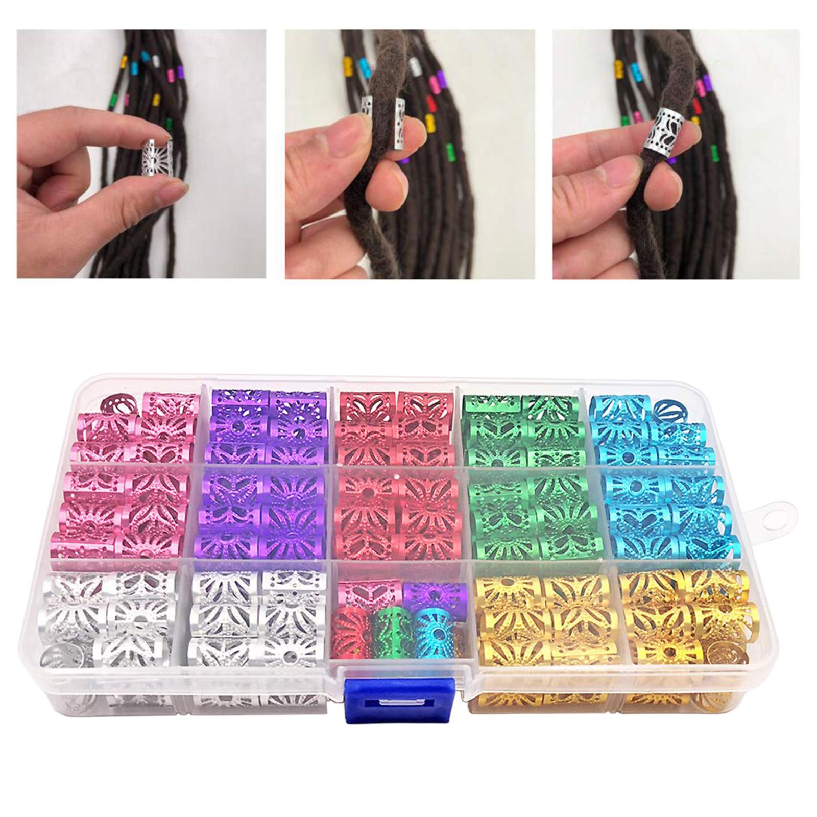 170Pcs Dreadlock Hair Beads Cuff Hair Styling Braid Rings Clip DIY Jewelry