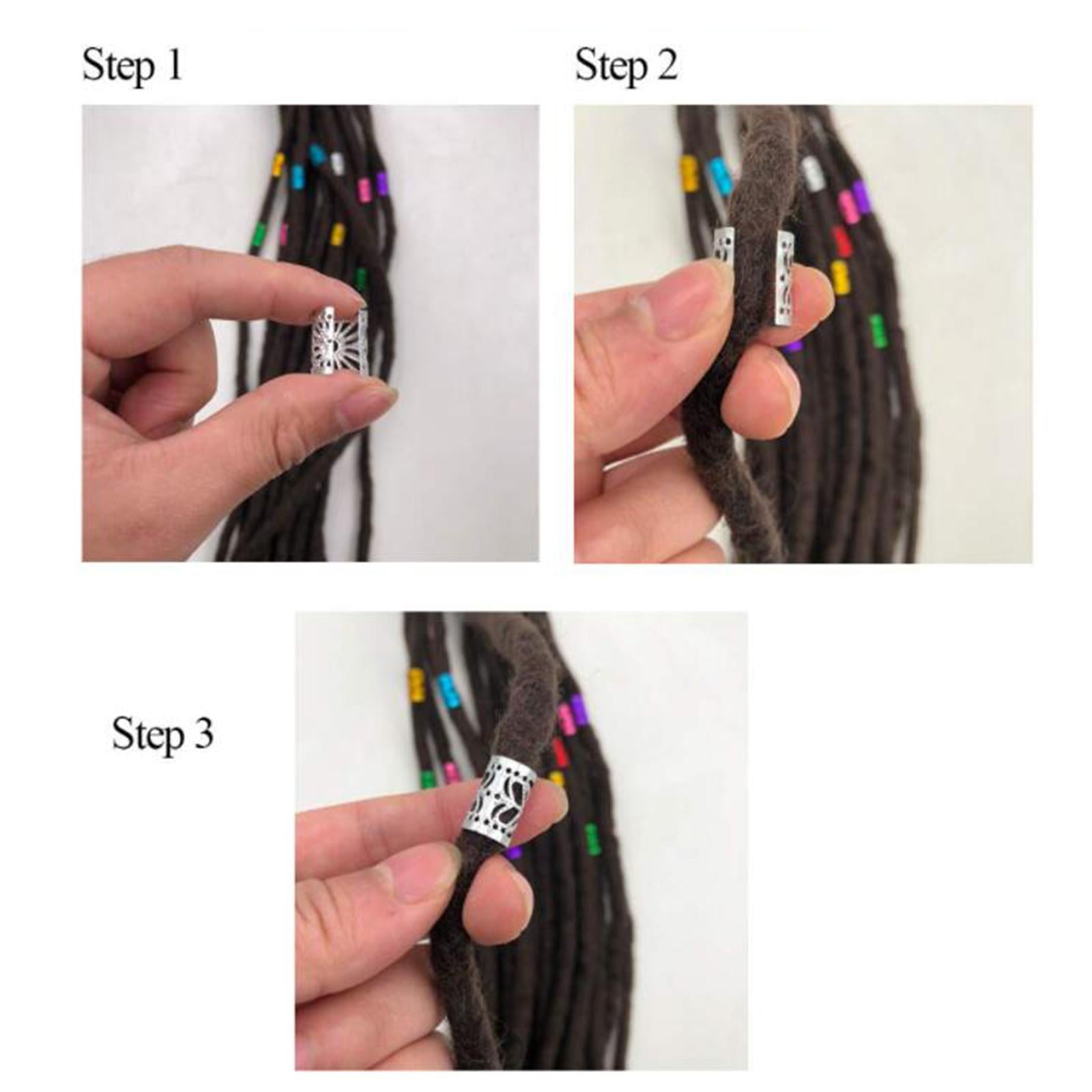 170Pcs Dreadlock Hair Beads Cuff Hair Styling Braid Rings Clip DIY Jewelry