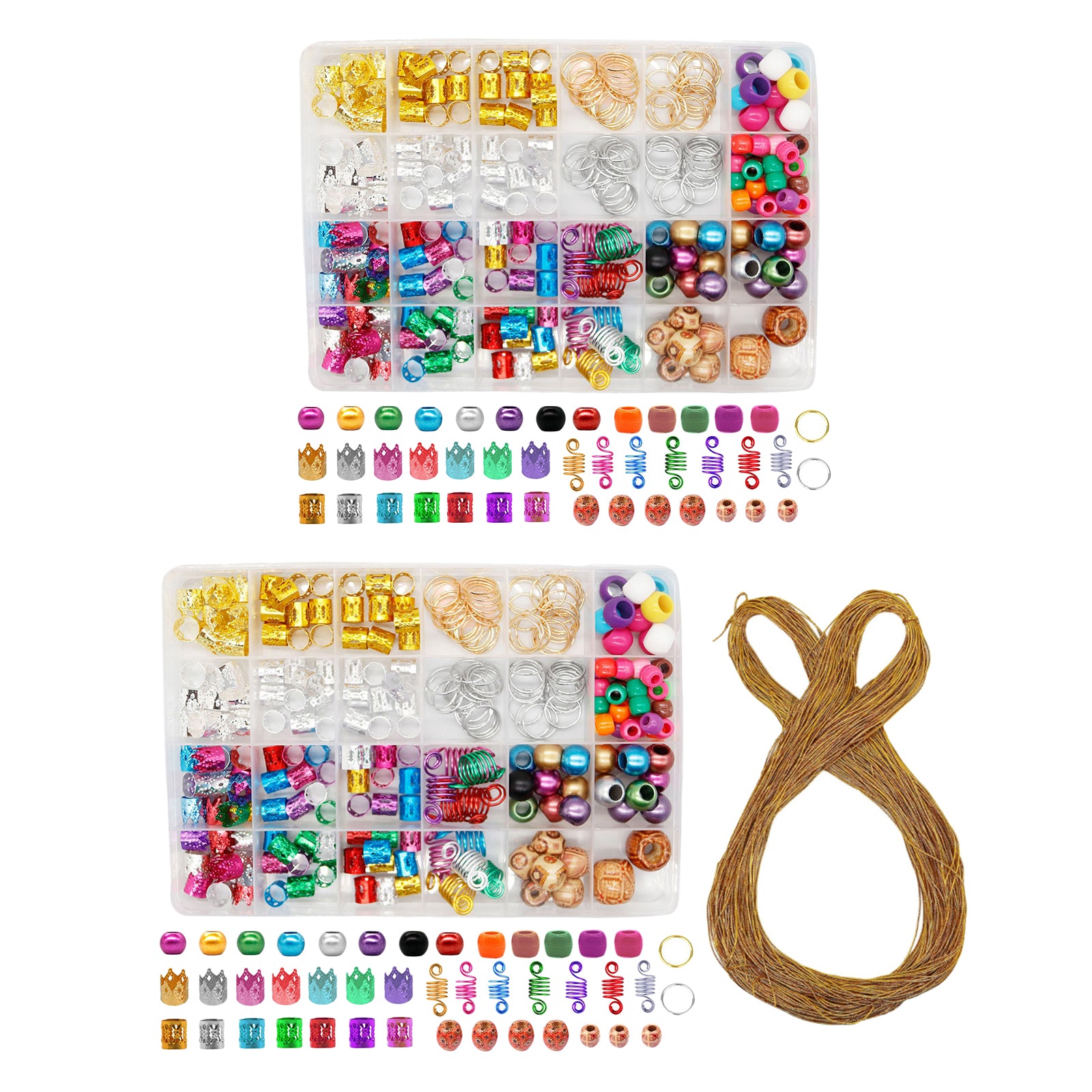 238Pcs Dreadlock Braid Cuffs Beads Rings Hair Decoration Box Package