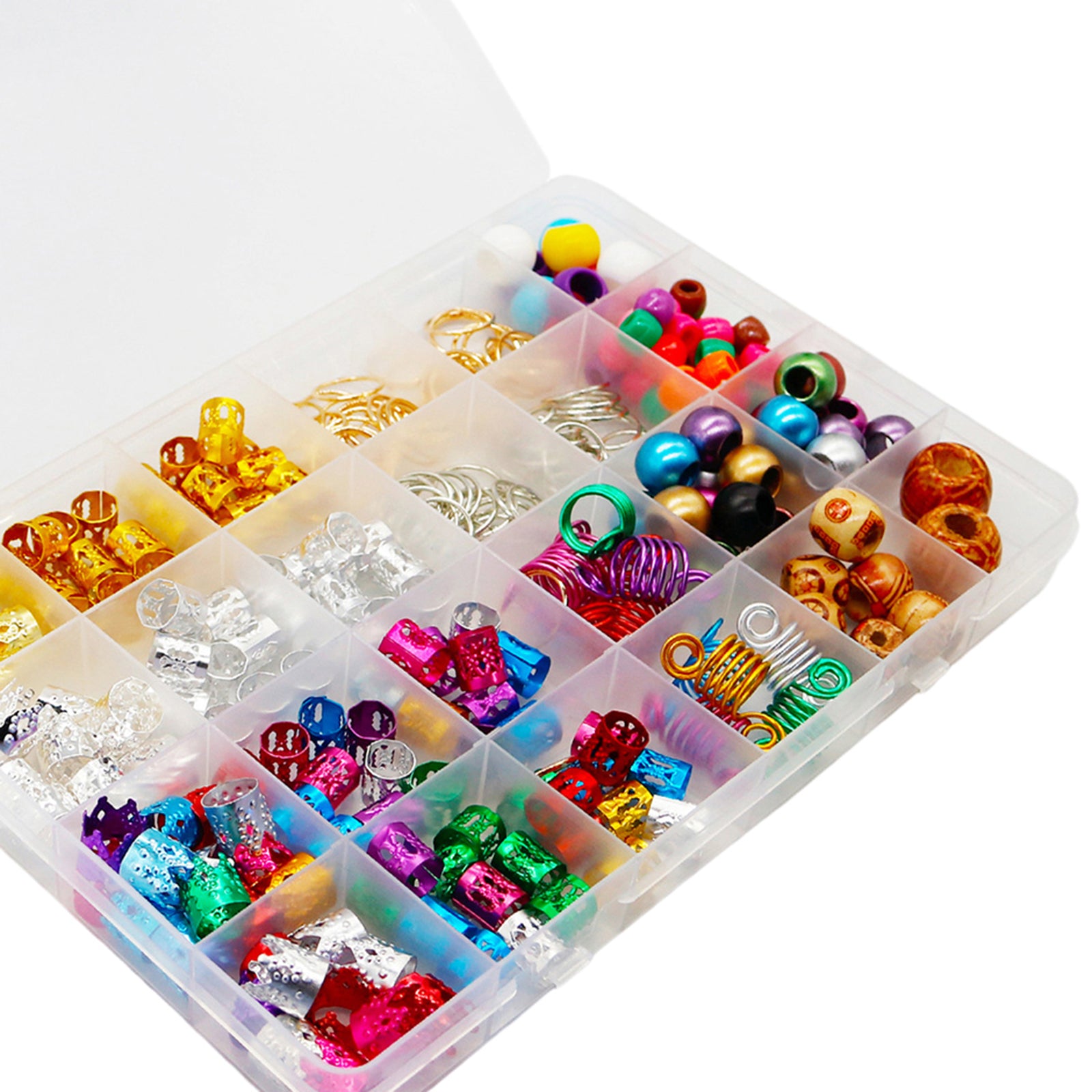 238Pcs Dreadlock Braid Cuffs Beads Rings Hair Decoration Box Package