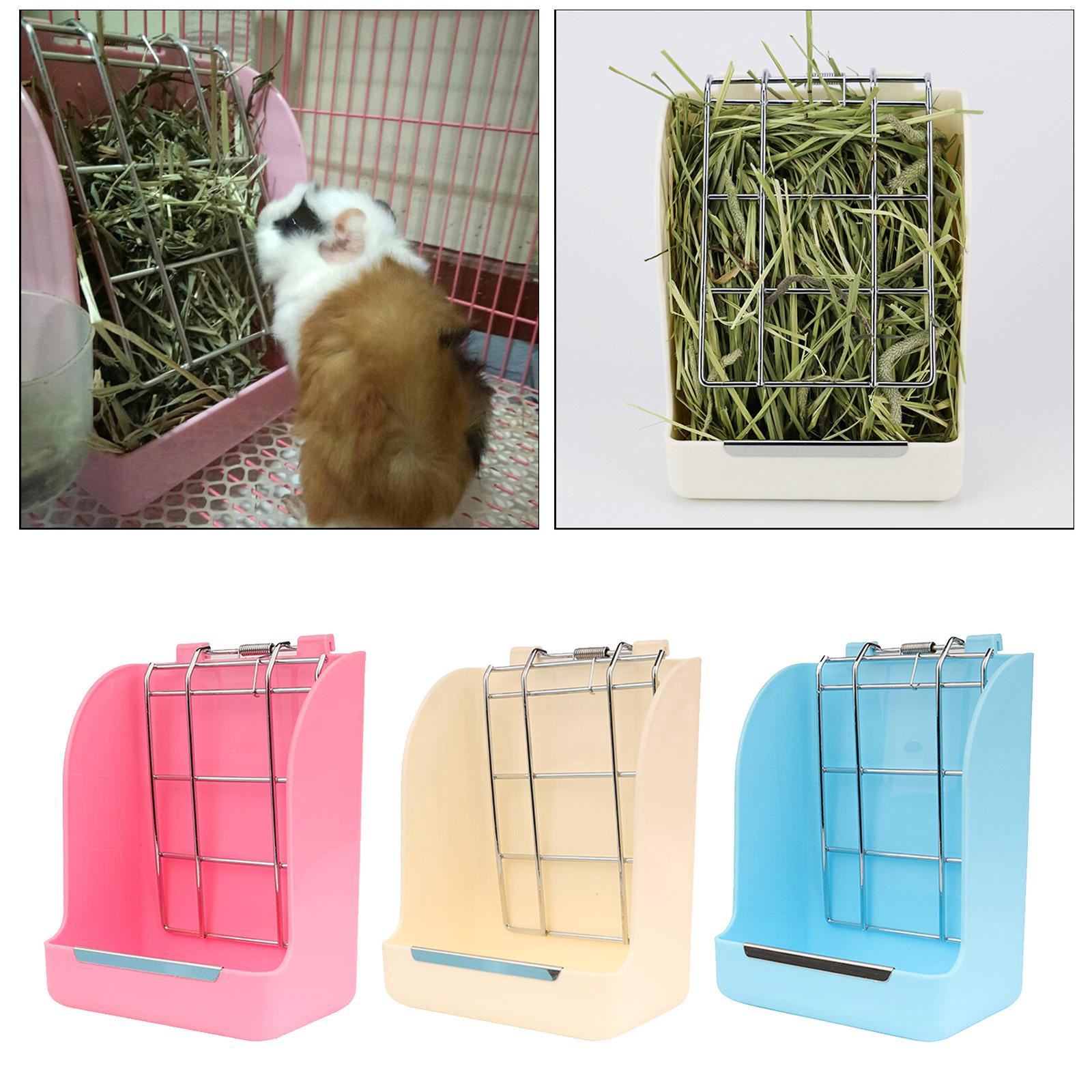 Small Animal Hanging Hay Rack Rabbit Feeder Stand for Herbivore White