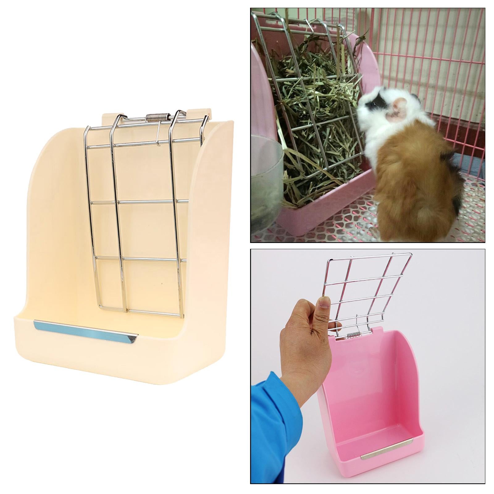 Small Animal Hanging Hay Rack Rabbit Feeder Stand for Herbivore White