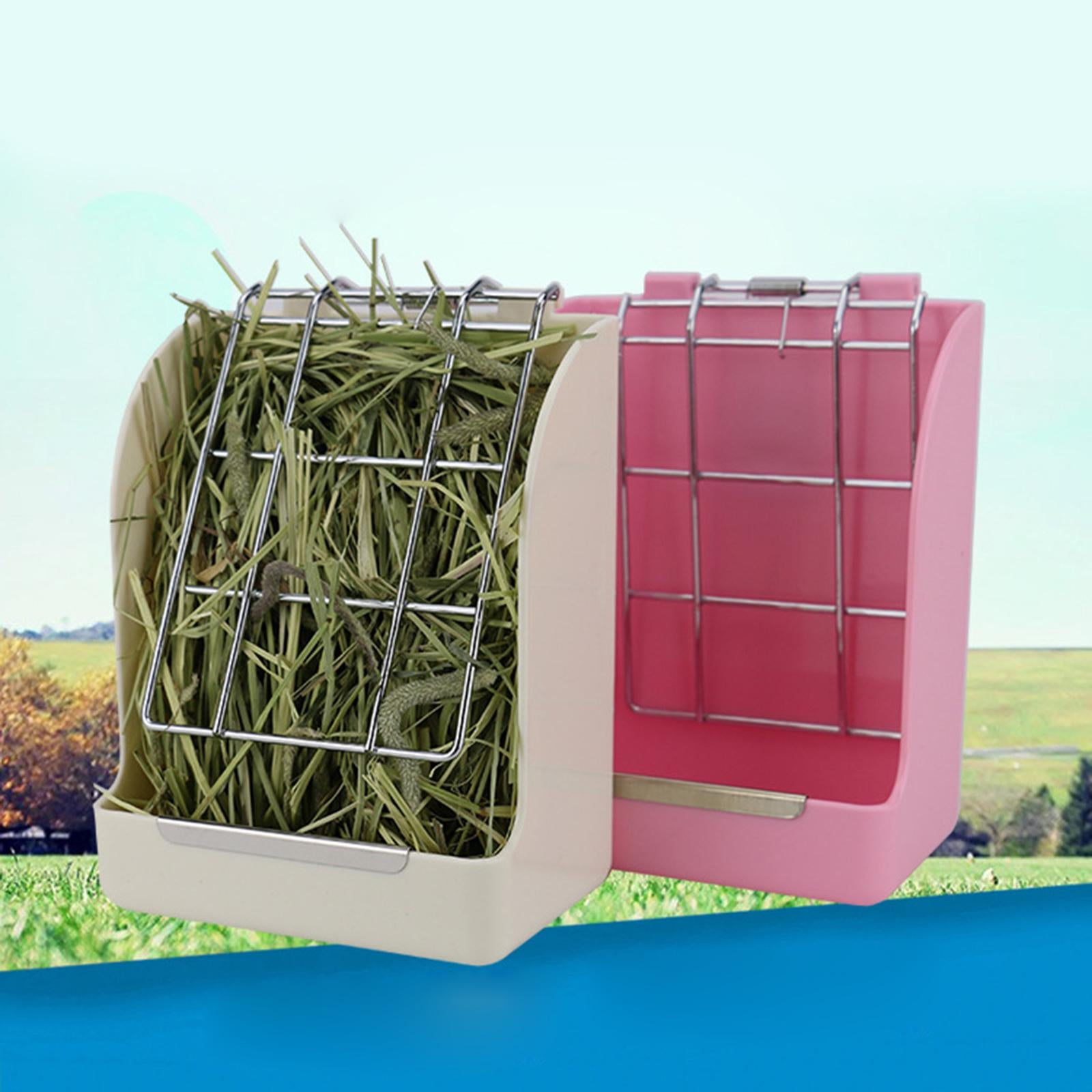 Small Animal Hanging Hay Rack Rabbit Feeder Stand for Herbivore White