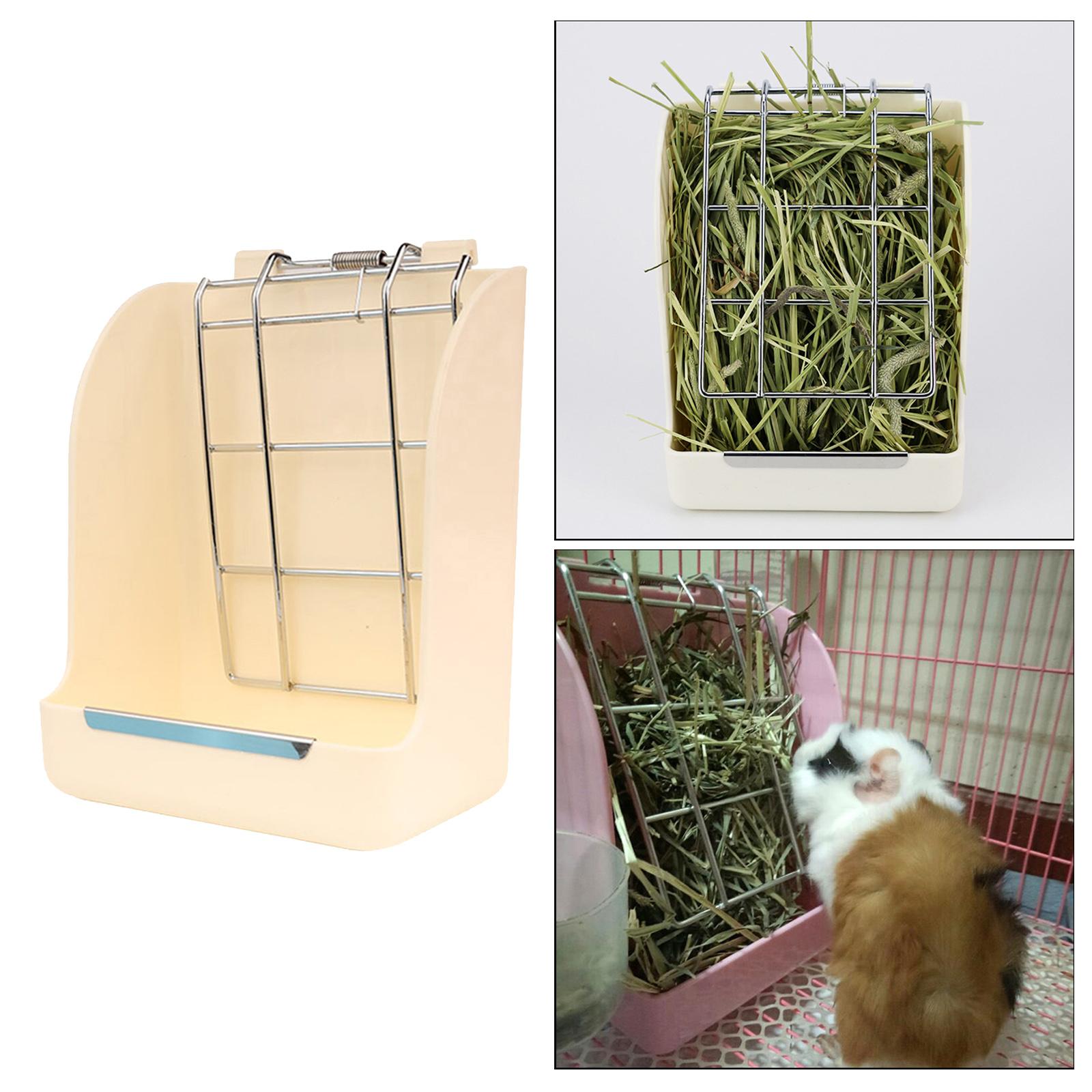 Small Animal Hanging Hay Rack Rabbit Feeder Stand for Herbivore White