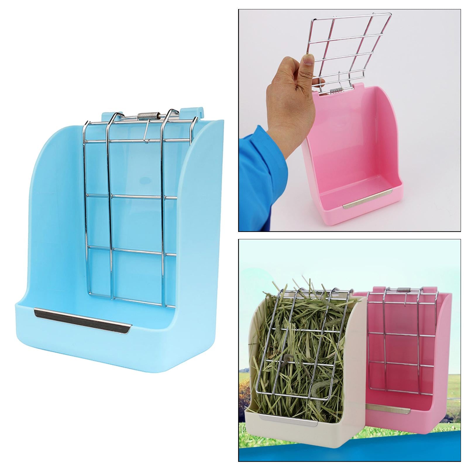 Small Animal Hanging Hay Rack Rabbit Feeder Stand for Herbivore Blue