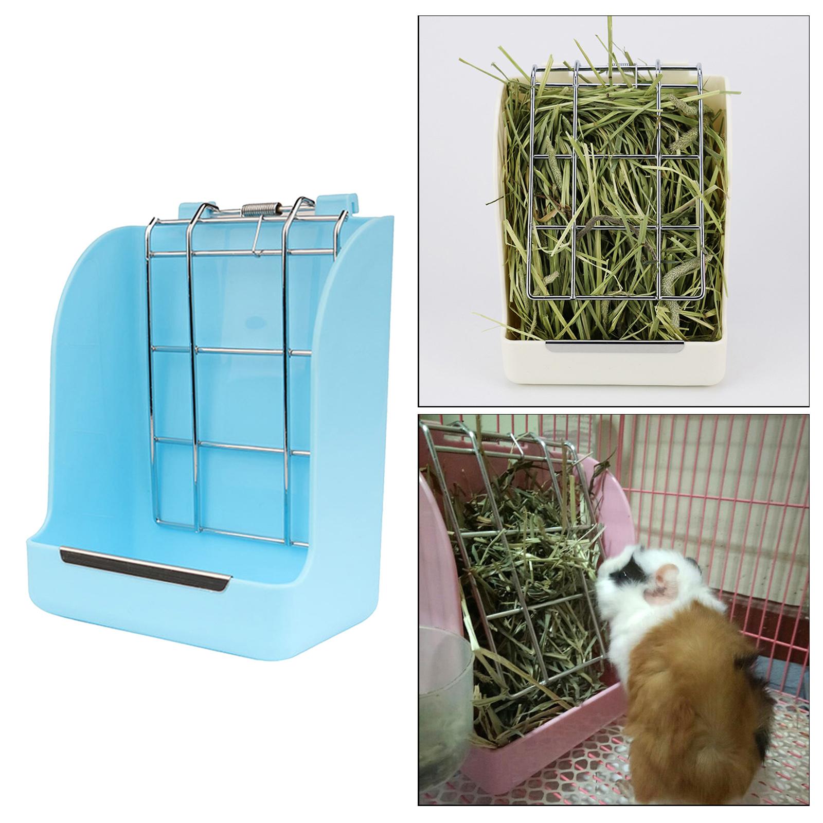 Small Animal Hanging Hay Rack Rabbit Feeder Stand for Herbivore Blue