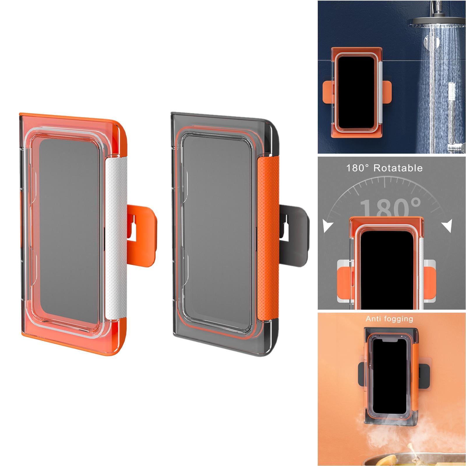 Waterproof Bathroom Shower Phone Holder Wall Mounted Universal Orange