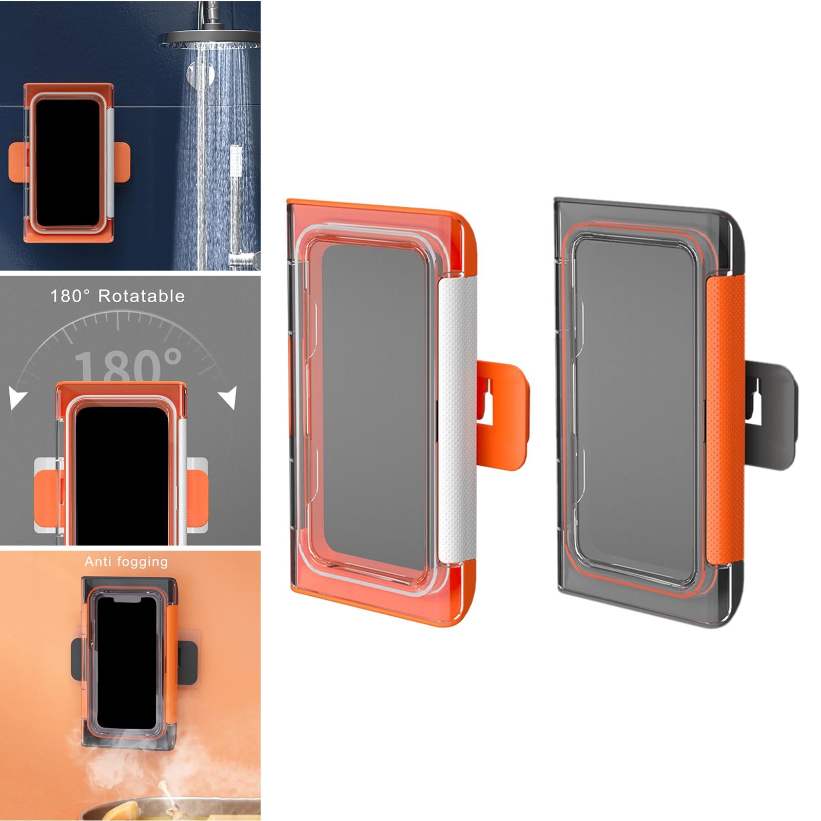 Waterproof Bathroom Shower Phone Holder Wall Mounted Universal Orange