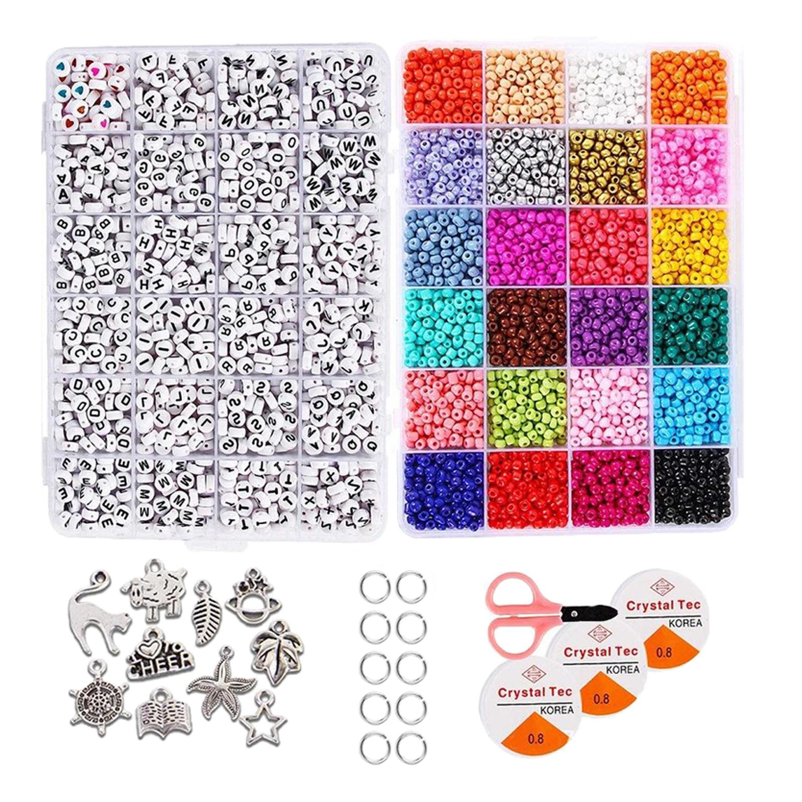 Glass Seed Bead Box Kit Spacer Beads Necklace Earrings Jewelry Making Supply