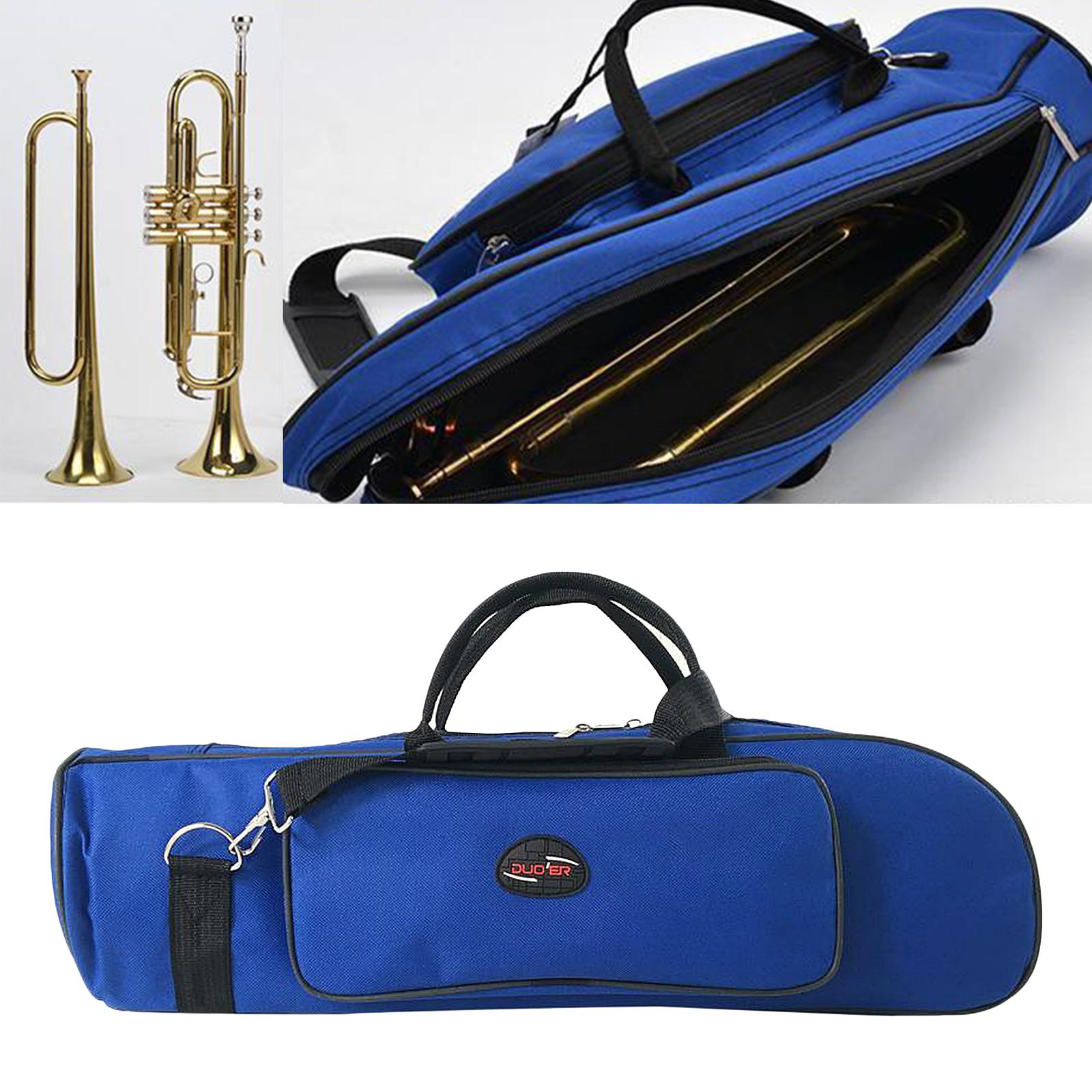 Concert Trumpet Carrying Case Waterproof Oxford Cloth Shoulder Strap Blue