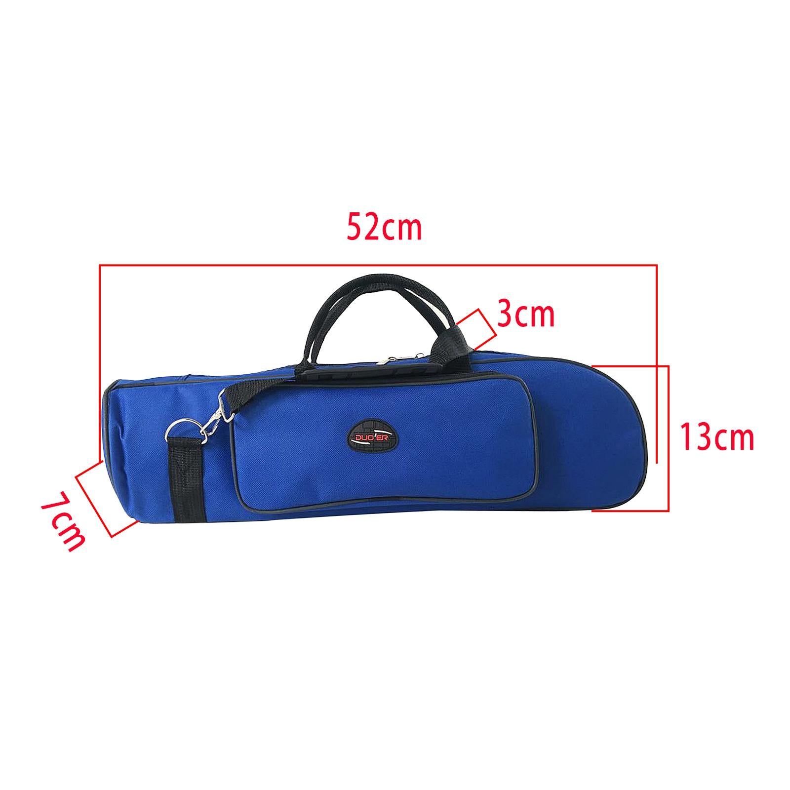 Concert Trumpet Carrying Case Waterproof Oxford Cloth Shoulder Strap Blue