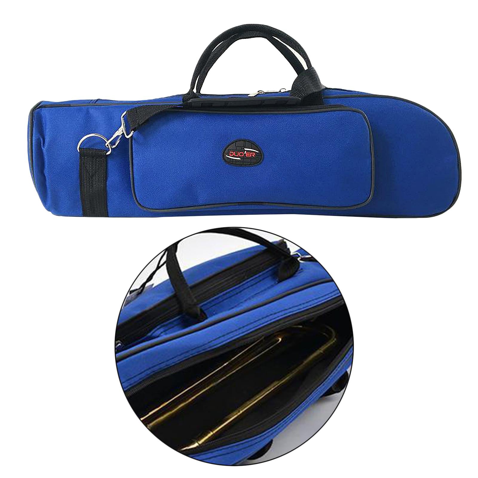 Concert Trumpet Carrying Case Waterproof Oxford Cloth Shoulder Strap Blue