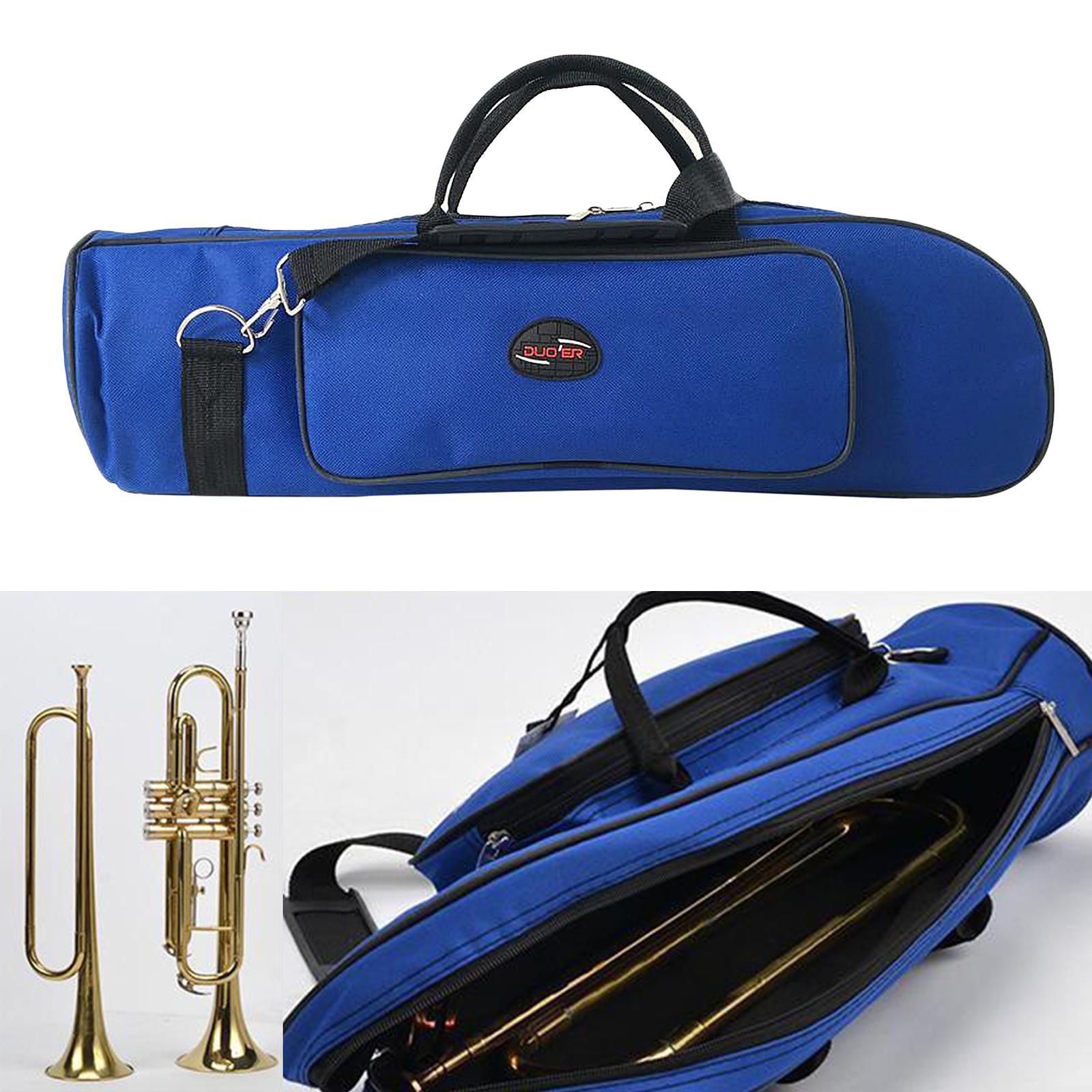 Concert Trumpet Carrying Case Waterproof Oxford Cloth Shoulder Strap Blue