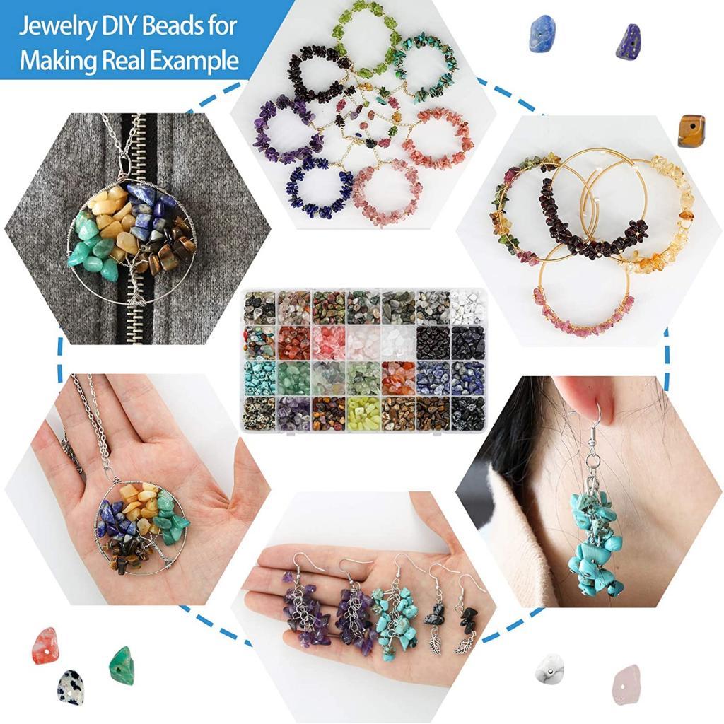 Irregular Chips Stone Beads Kit Jump Rings for DIY Crafts Jewelry Making