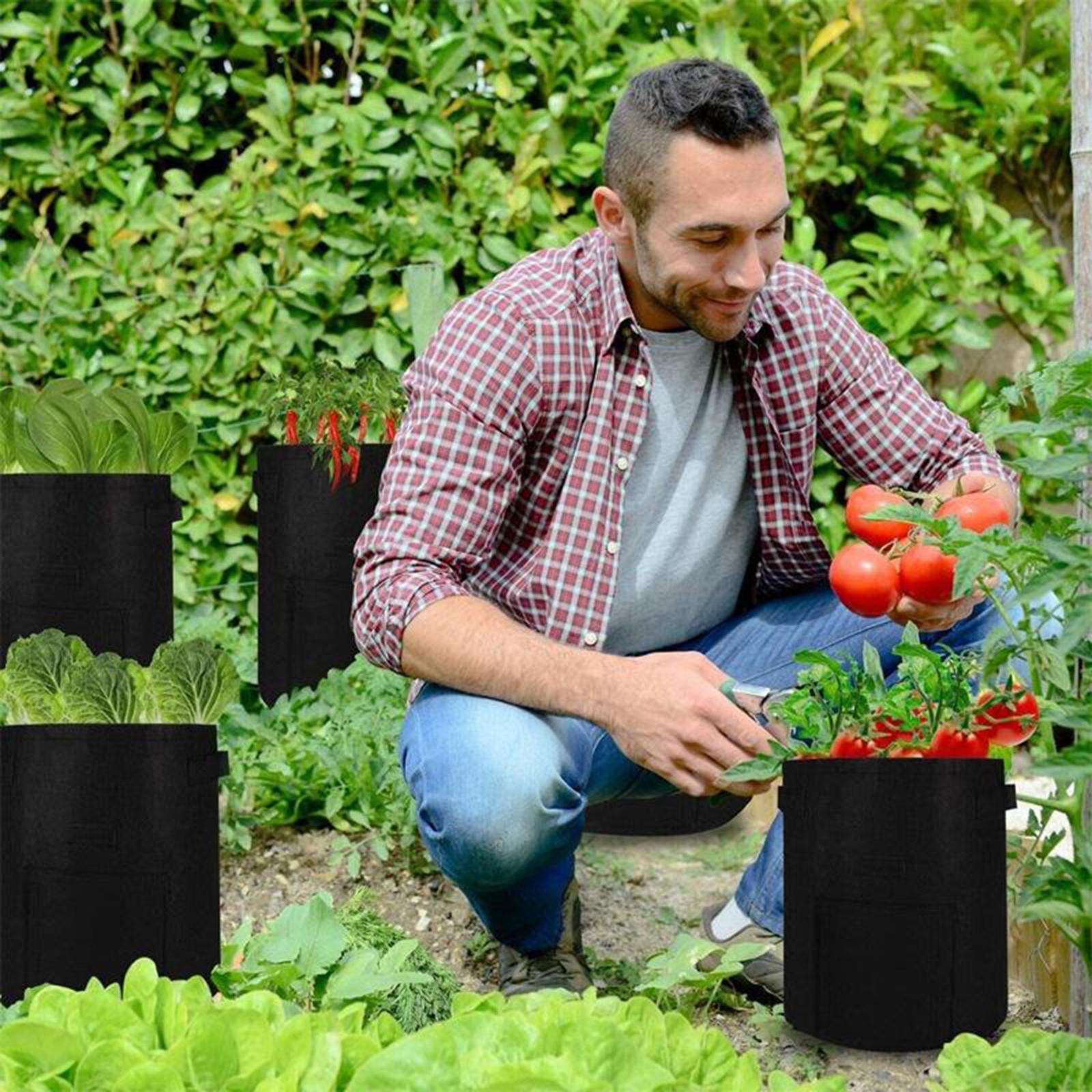 Plant Grow Bags for Potato Fruit Stewberry Vegetable Garden Reusable Grey