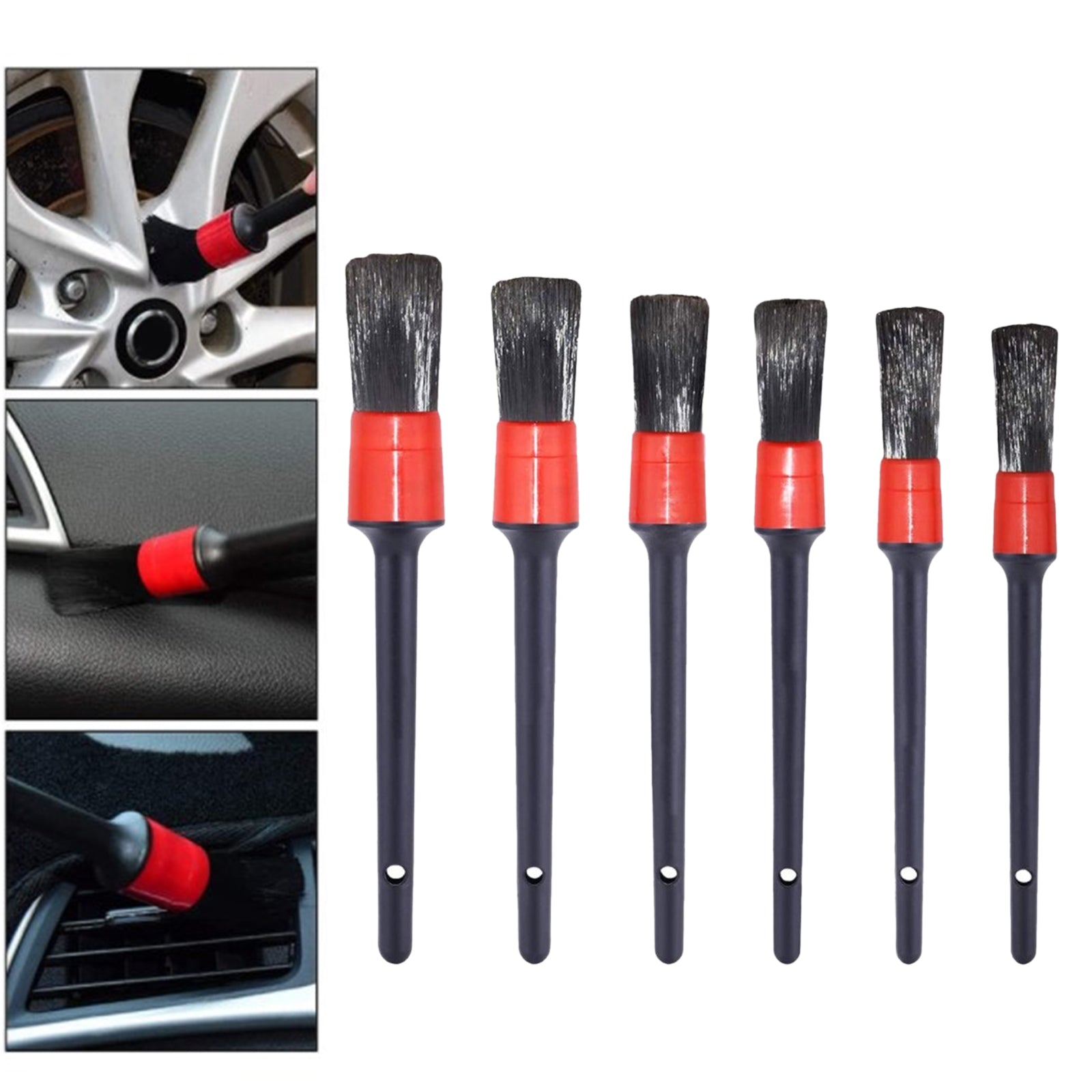 6 Pcs Car Detailing Brush Kit Vehicle Auto Wheel Engine Clean Brush Tools