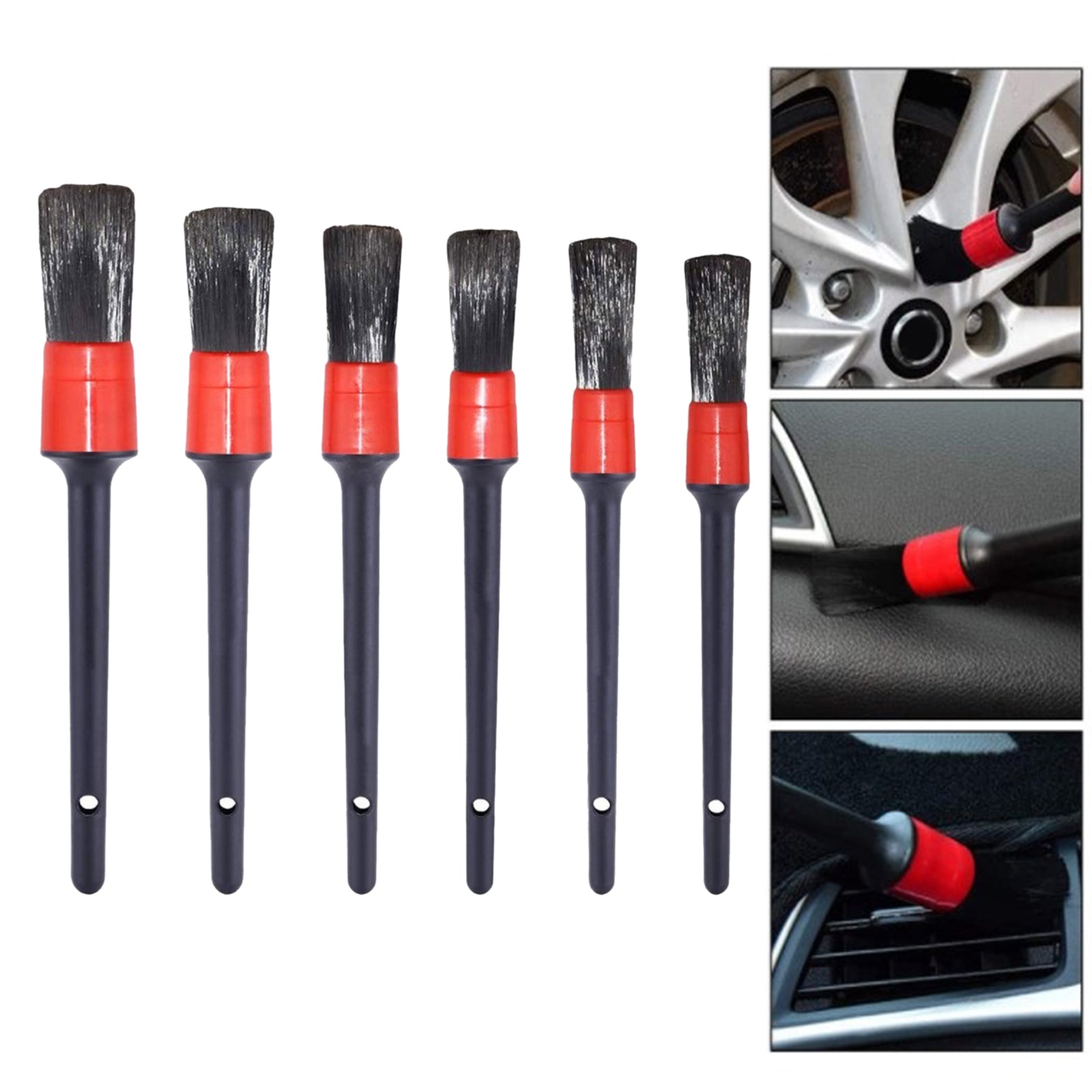 6 Pcs Car Detailing Brush Kit Vehicle Auto Wheel Engine Clean Brush Tools