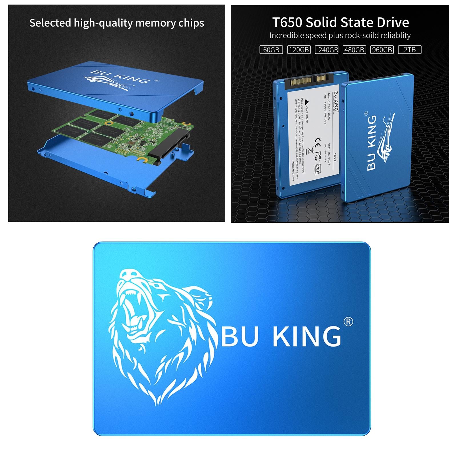 SSD 2.5 inch SATA III Internal Solid State Drive Write 510MB/s 60GB