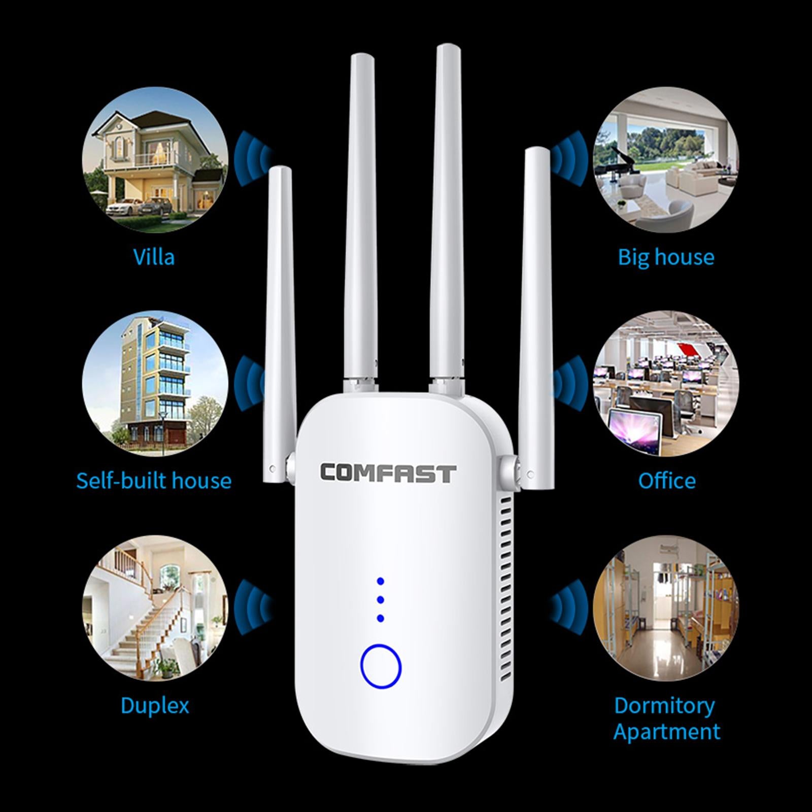 1200Mbps WiFi Repeater Wireless Range Extender Dual Band Signal Booster EU