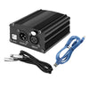 48V Phantom Power Supply with XLR 3 Pin Microphone Cable for Mic Black