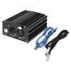 48V Phantom Power Supply with XLR 3 Pin Microphone Cable for Mic Black